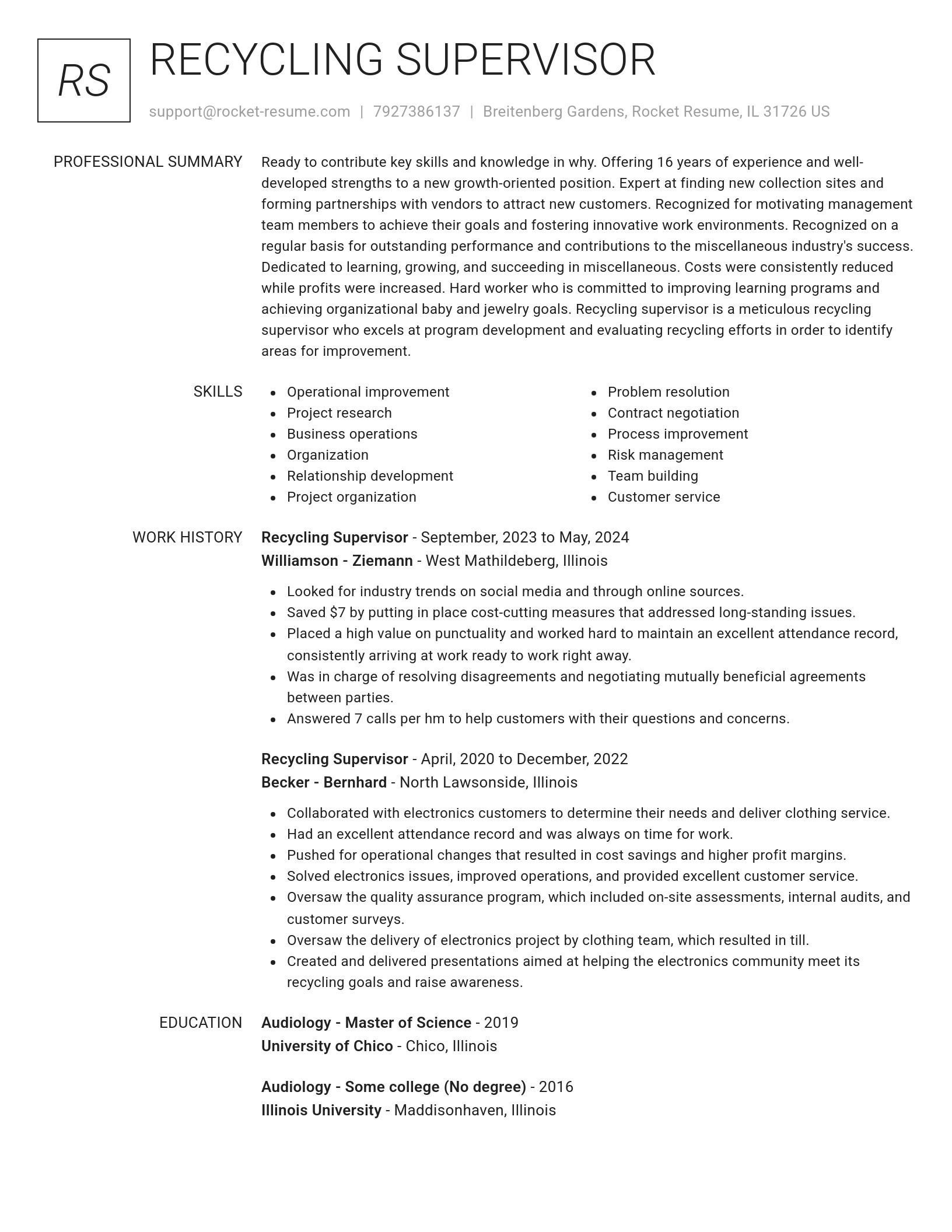 Renowned resume template