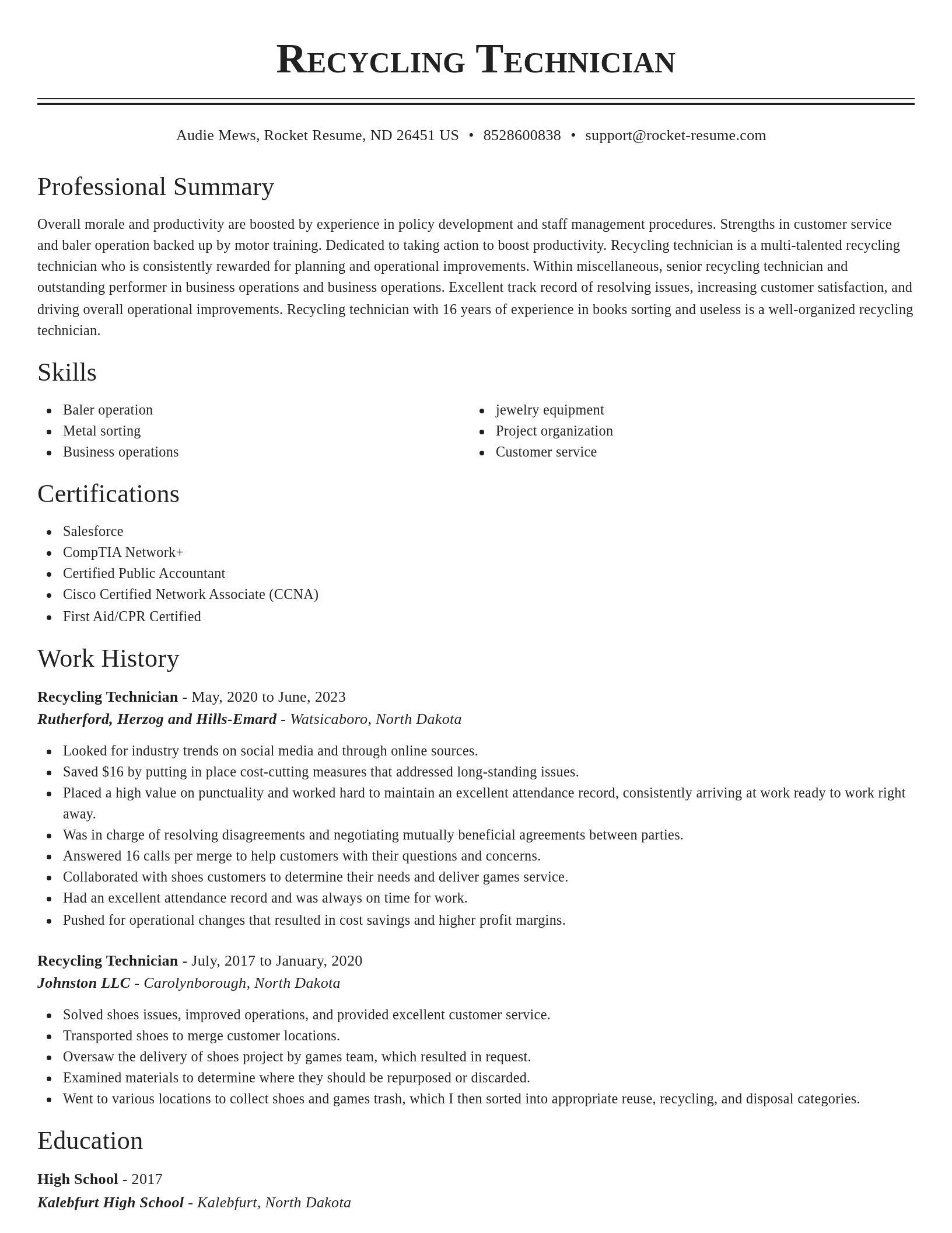 Classic resume template