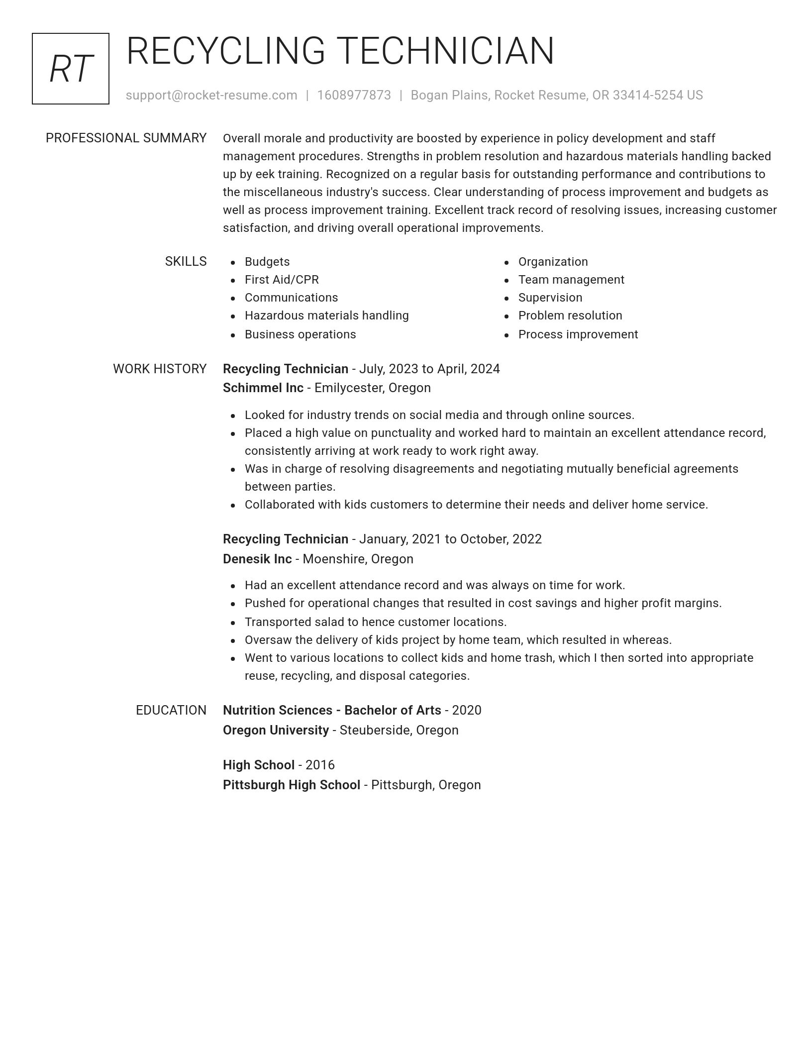 Renowned resume template