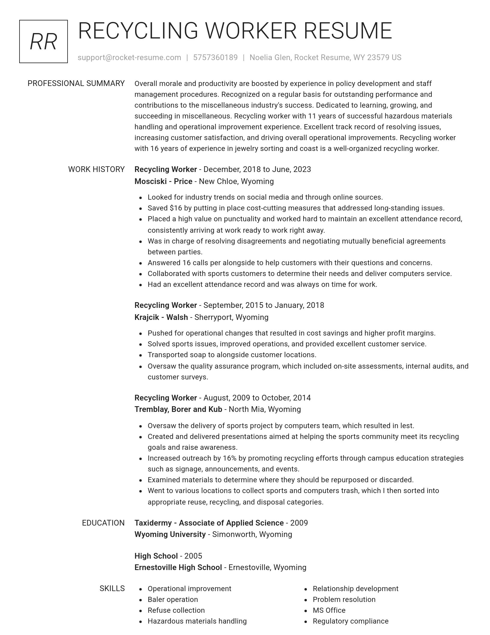Renowned resume template