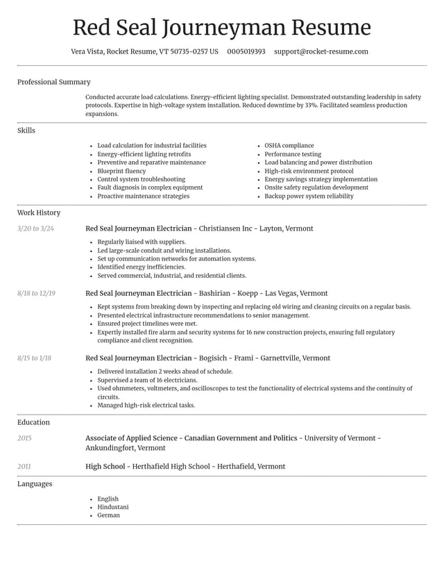 Dignified resume template