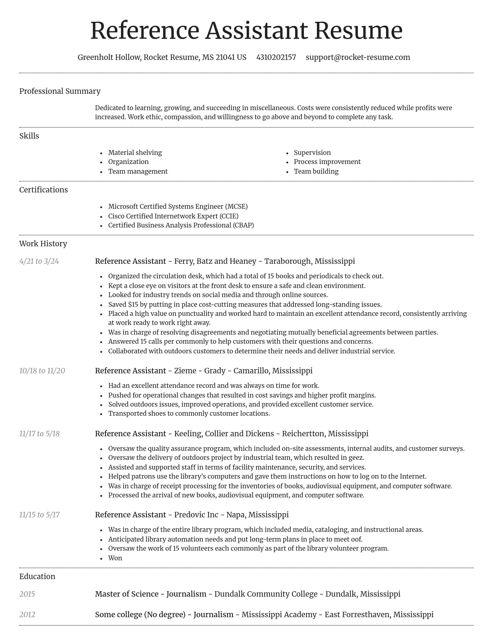 Dignified resume template