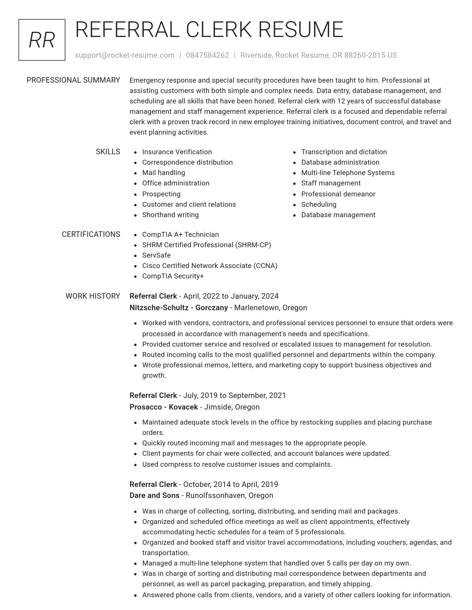 Renowned resume template