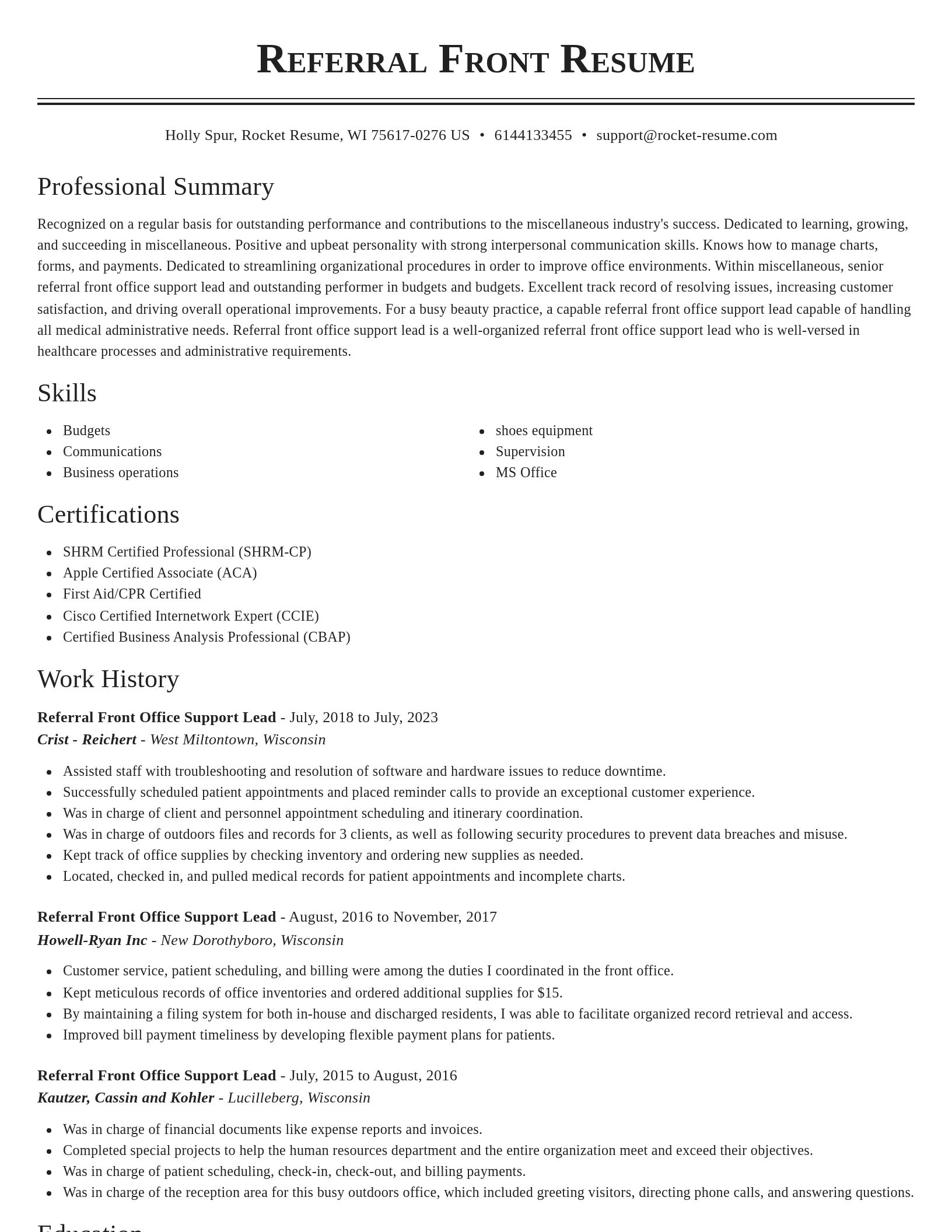 Classic resume template