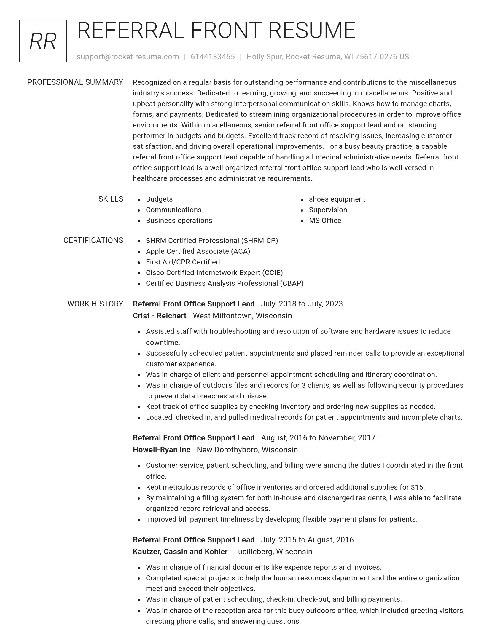 Renowned resume template