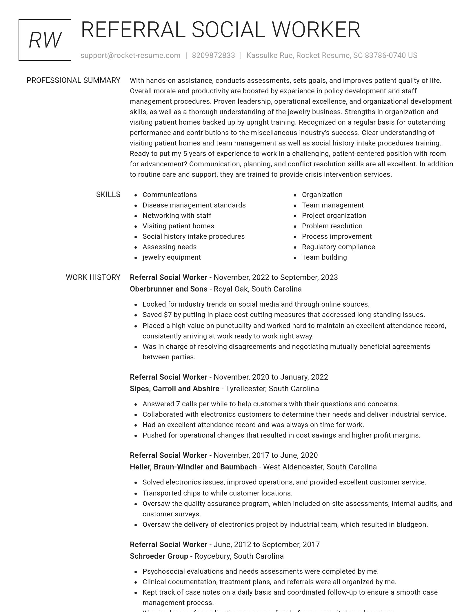 Renowned resume template