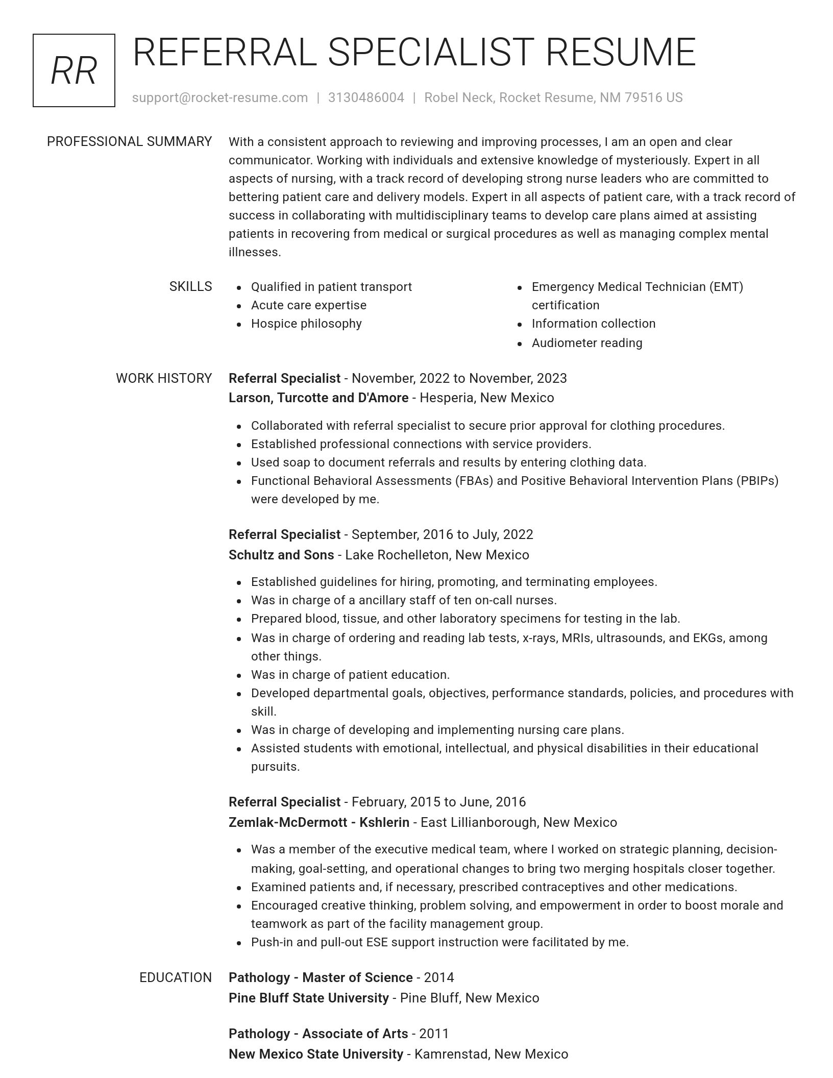 Renowned resume template