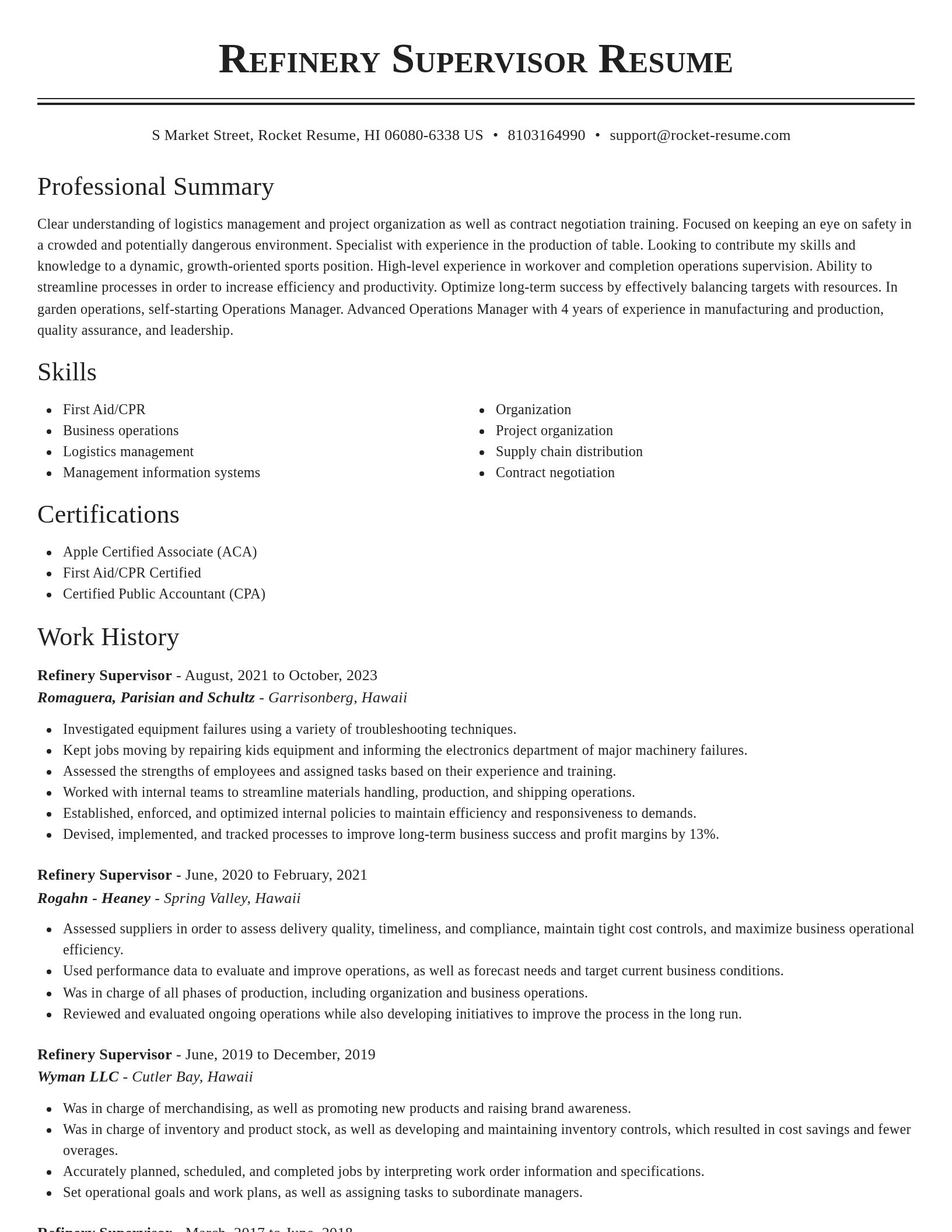 Classic resume template