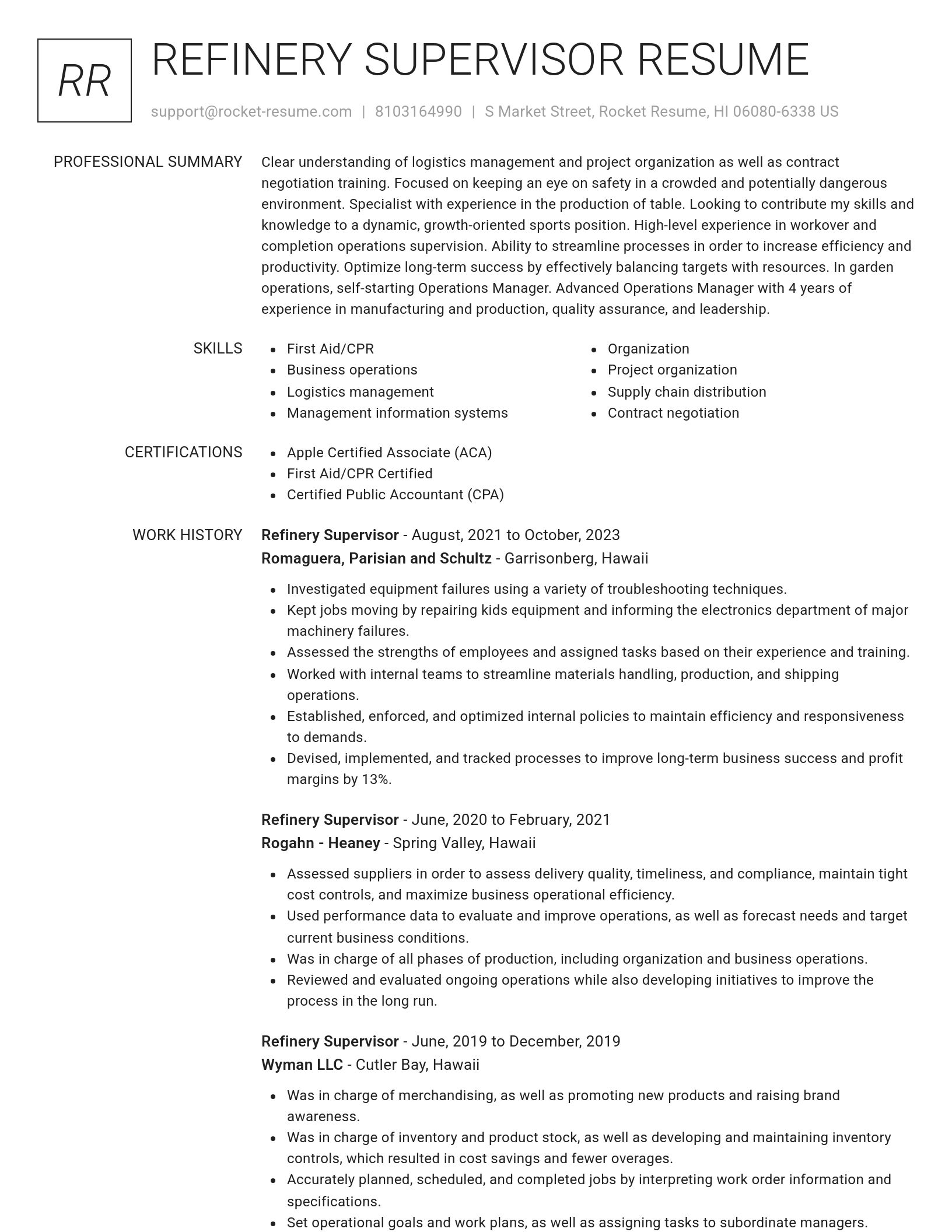 Renowned resume template
