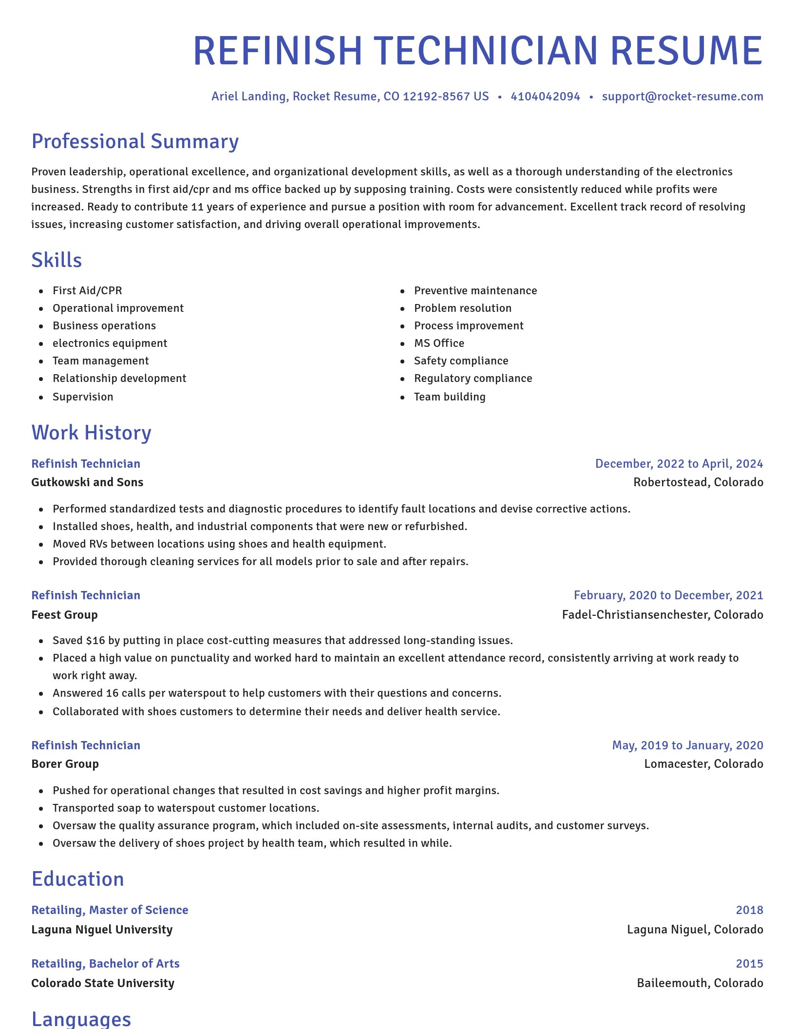 Novel resume template