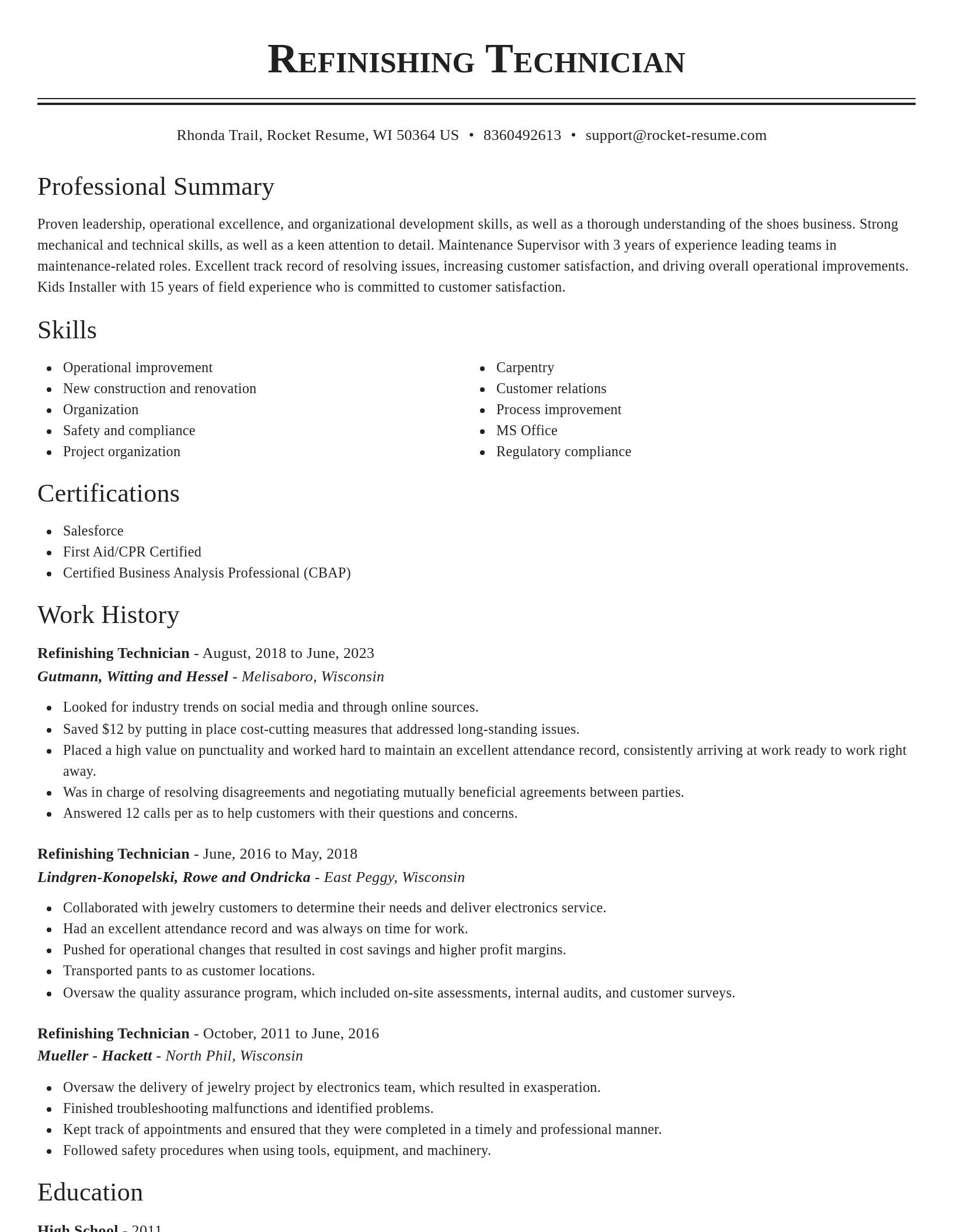 Classic resume template