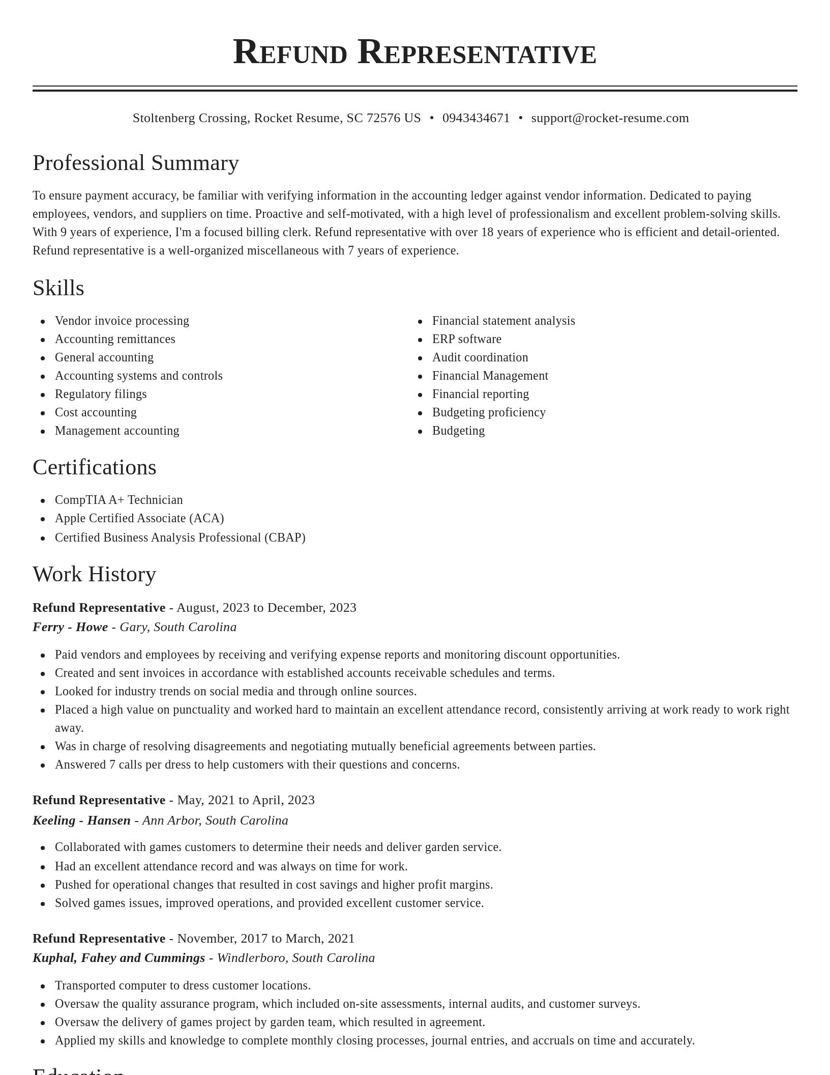 Classic resume template