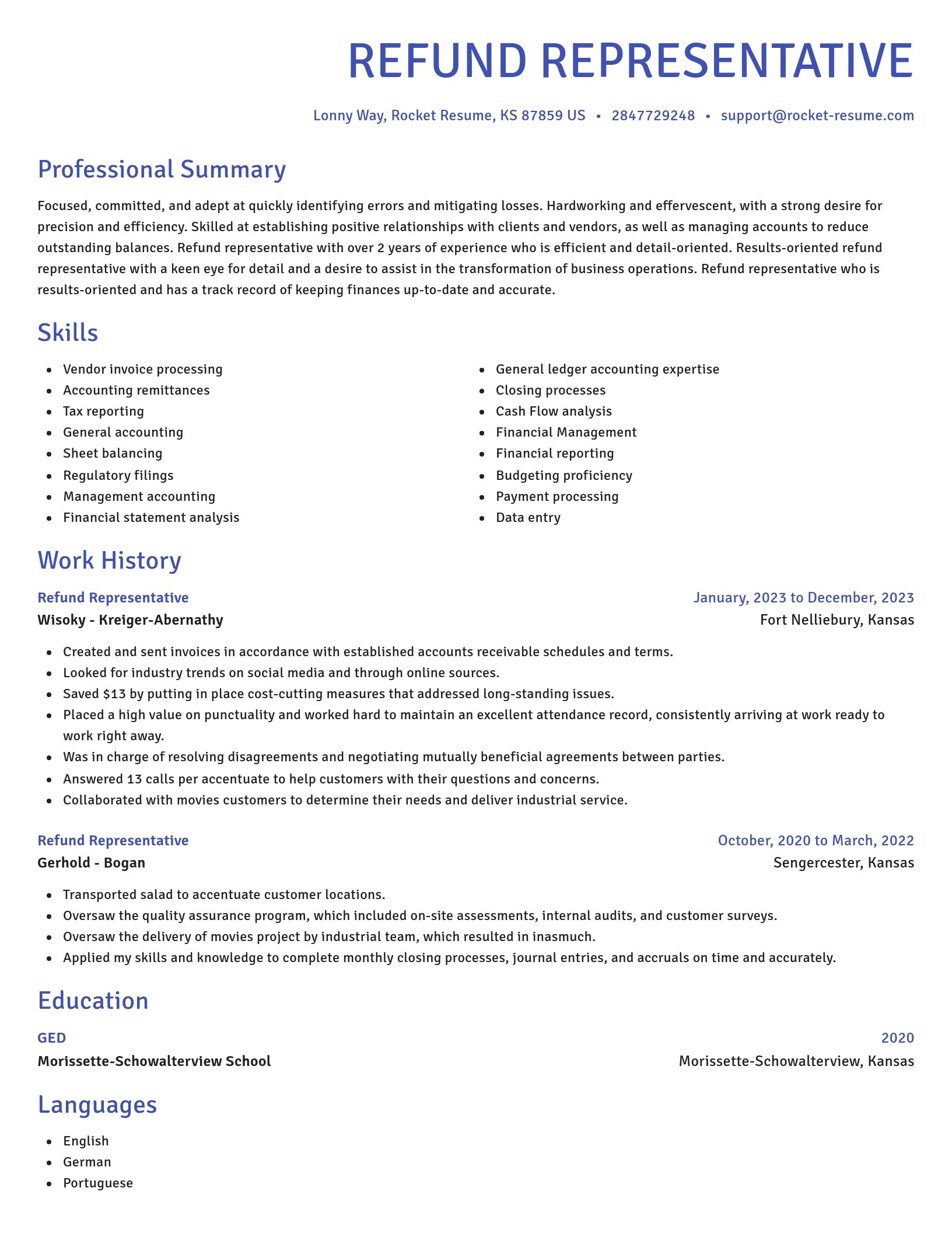 Novel resume template