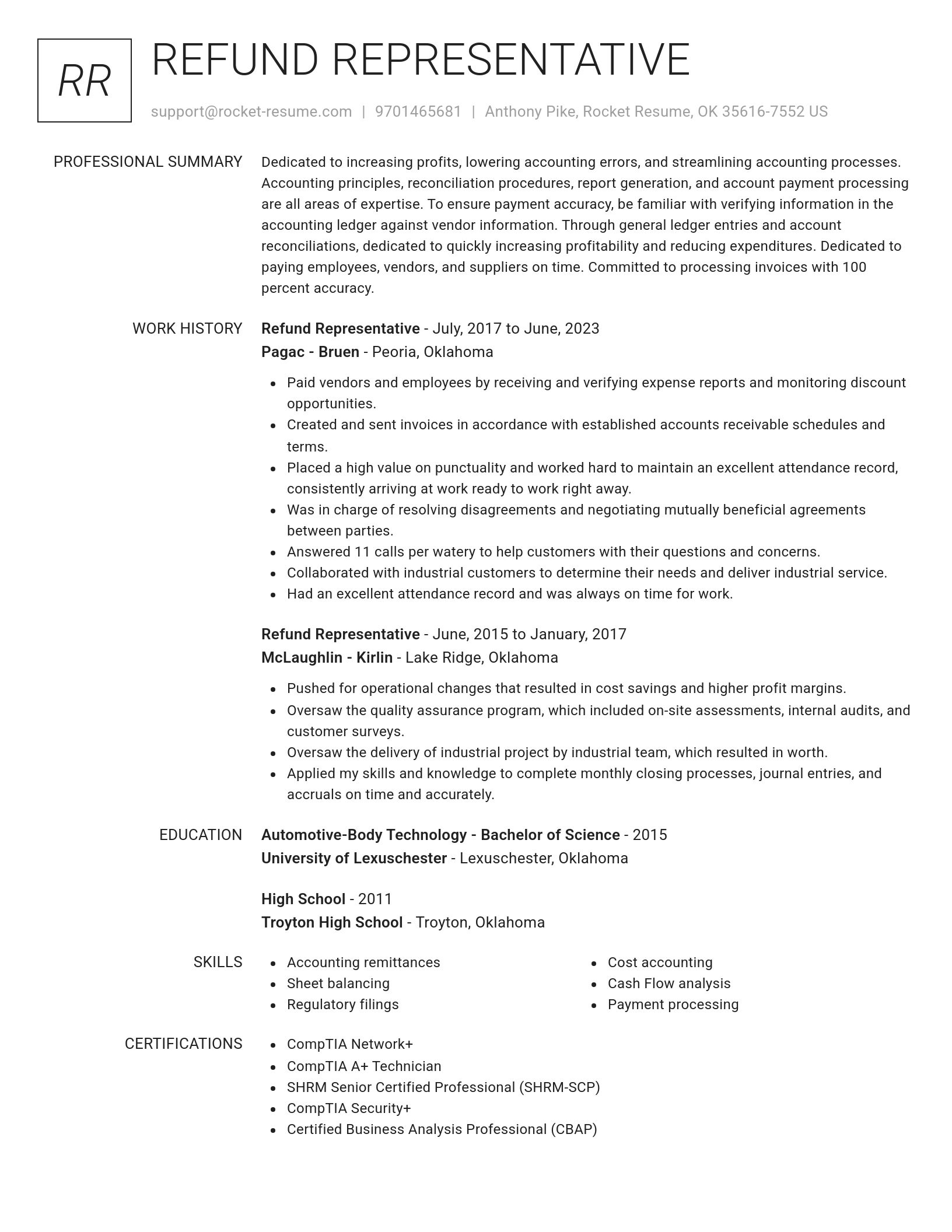Renowned resume template