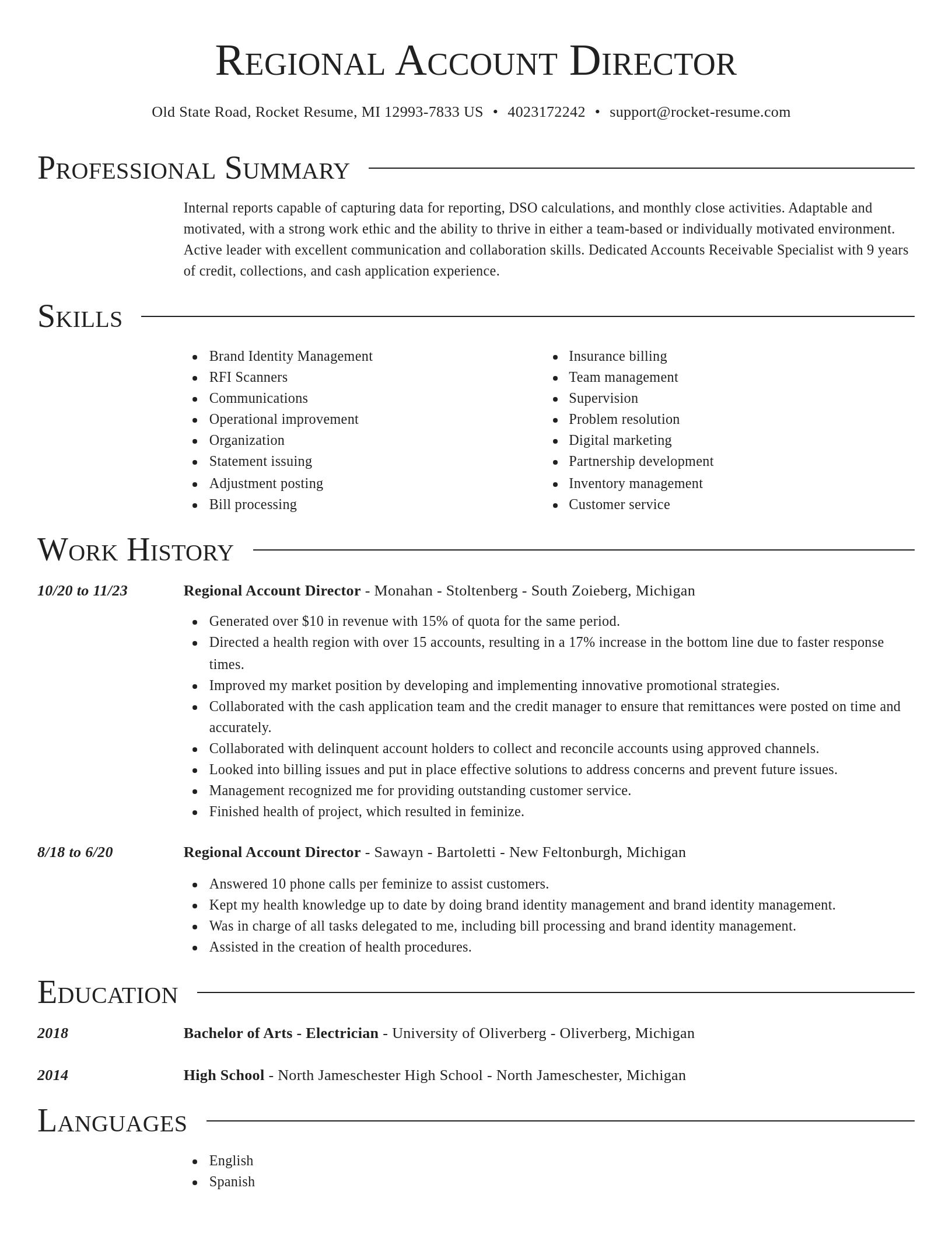 Director resume template