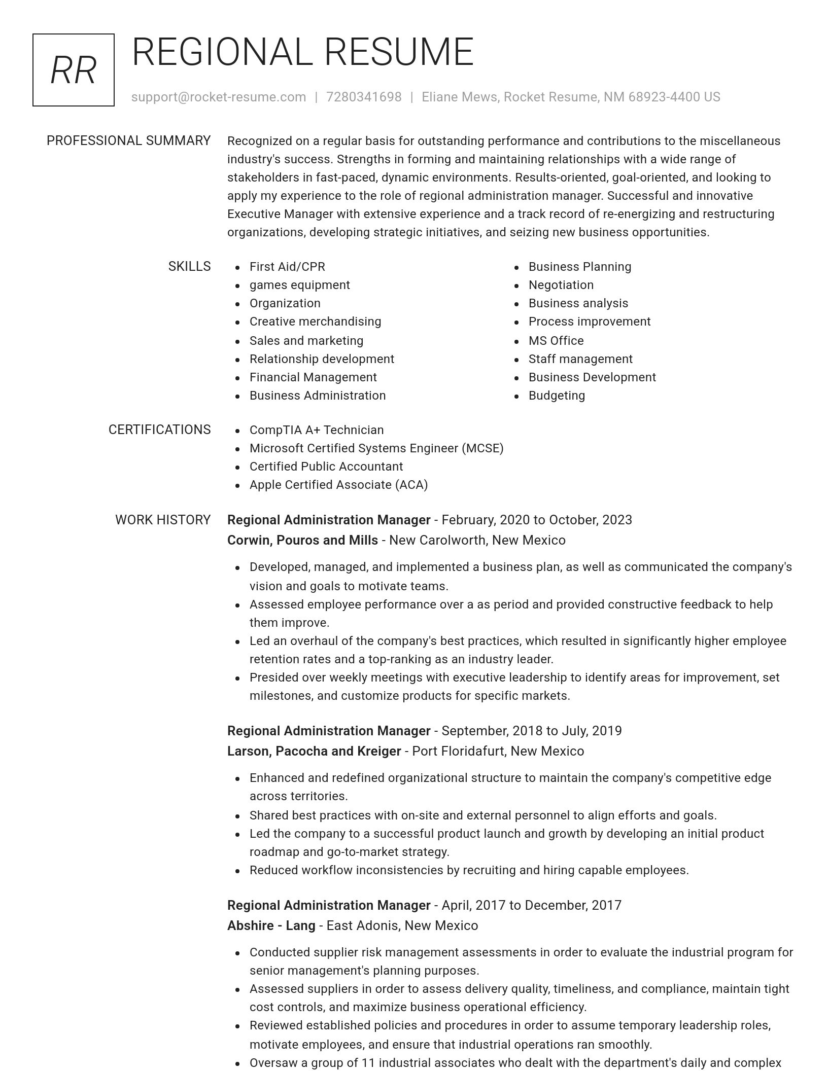Renowned resume template