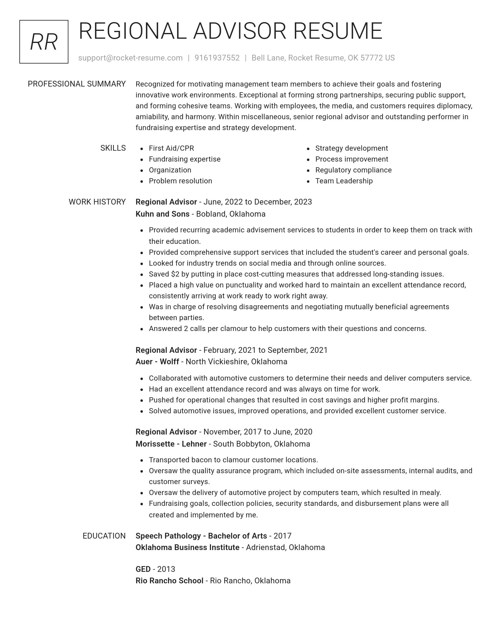 Renowned resume template