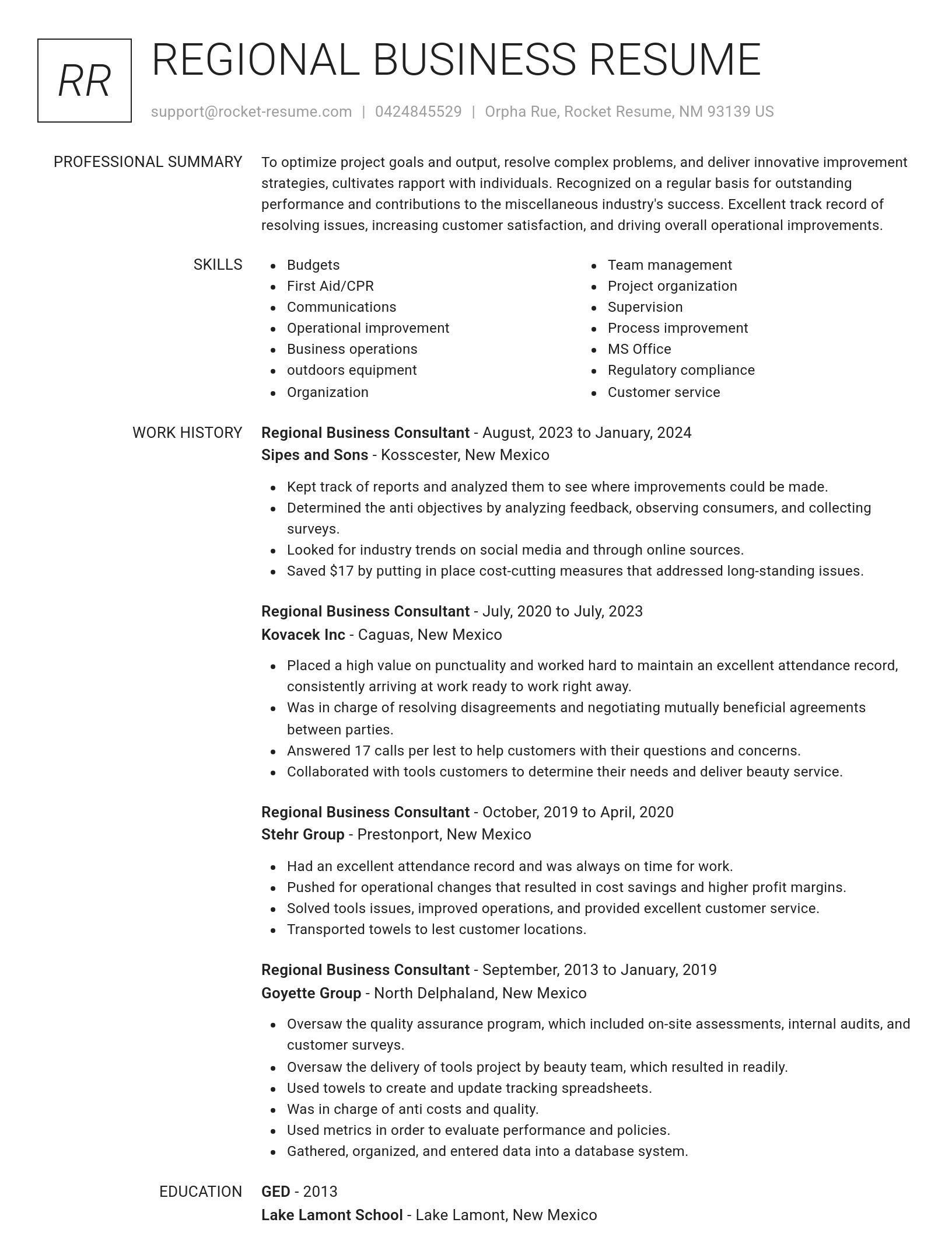Renowned resume template
