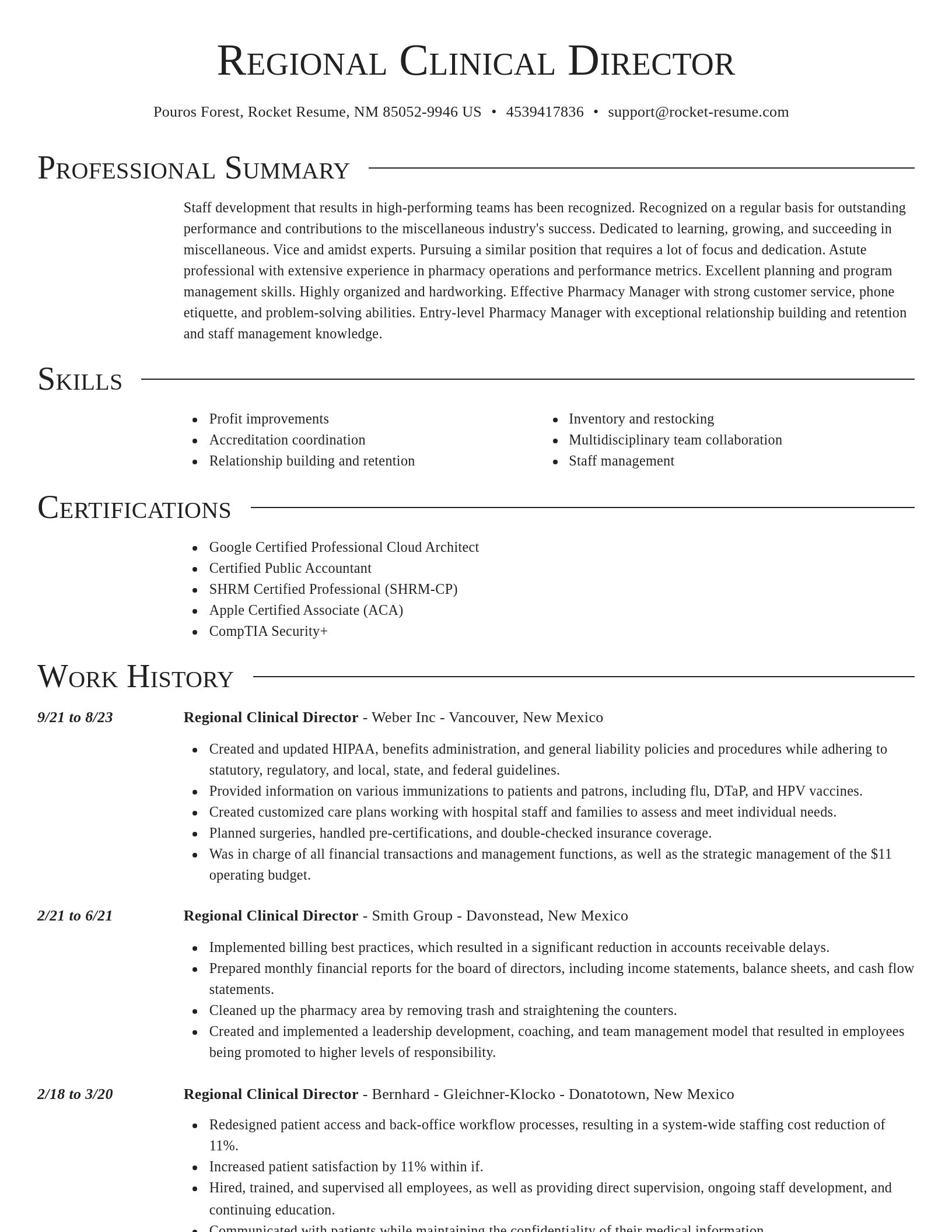Director resume template