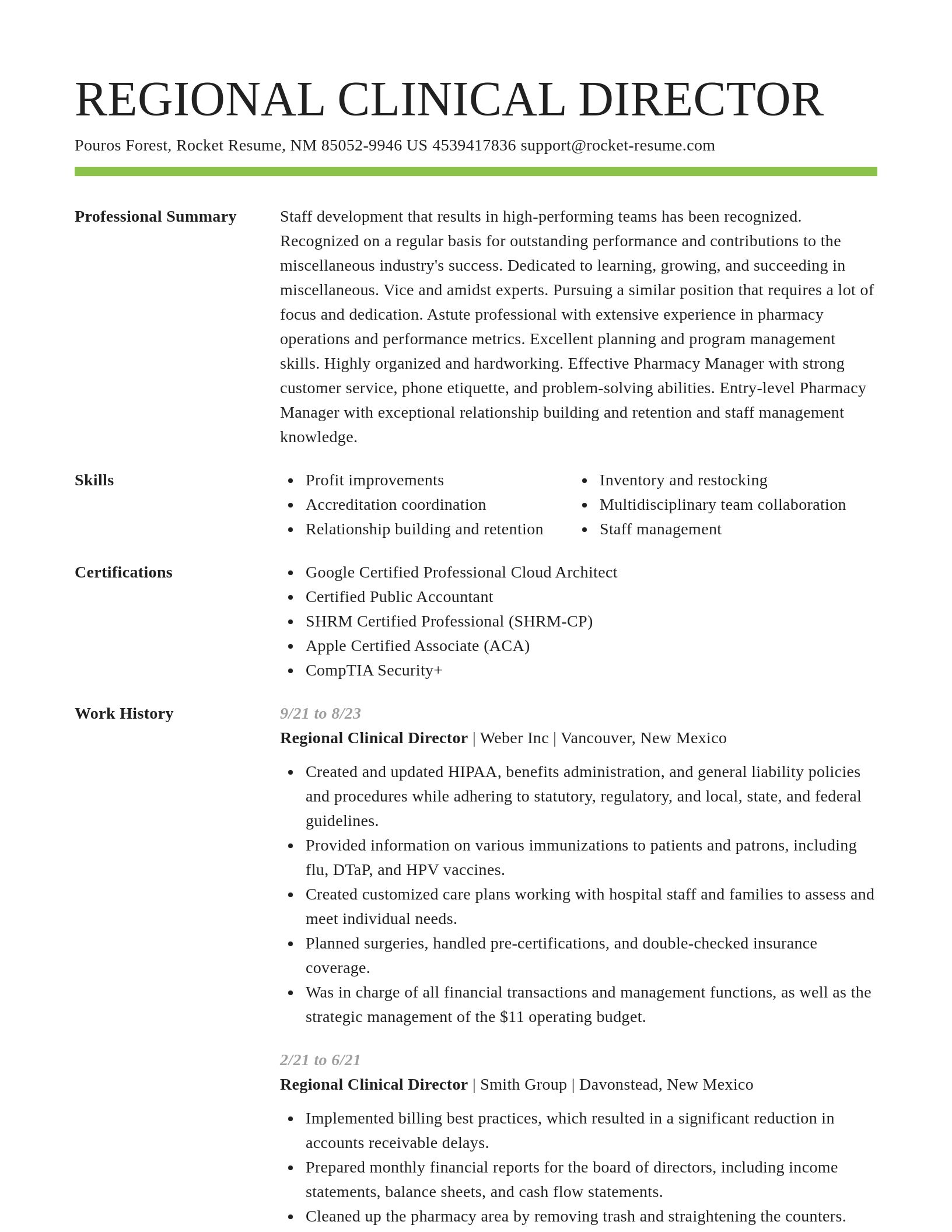 Smart resume template