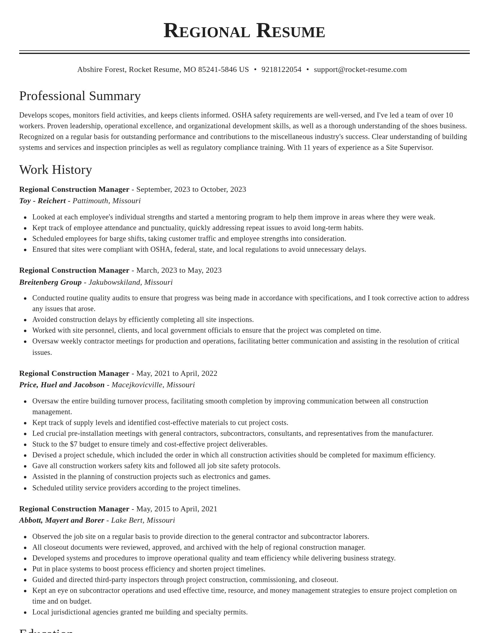 Classic resume template