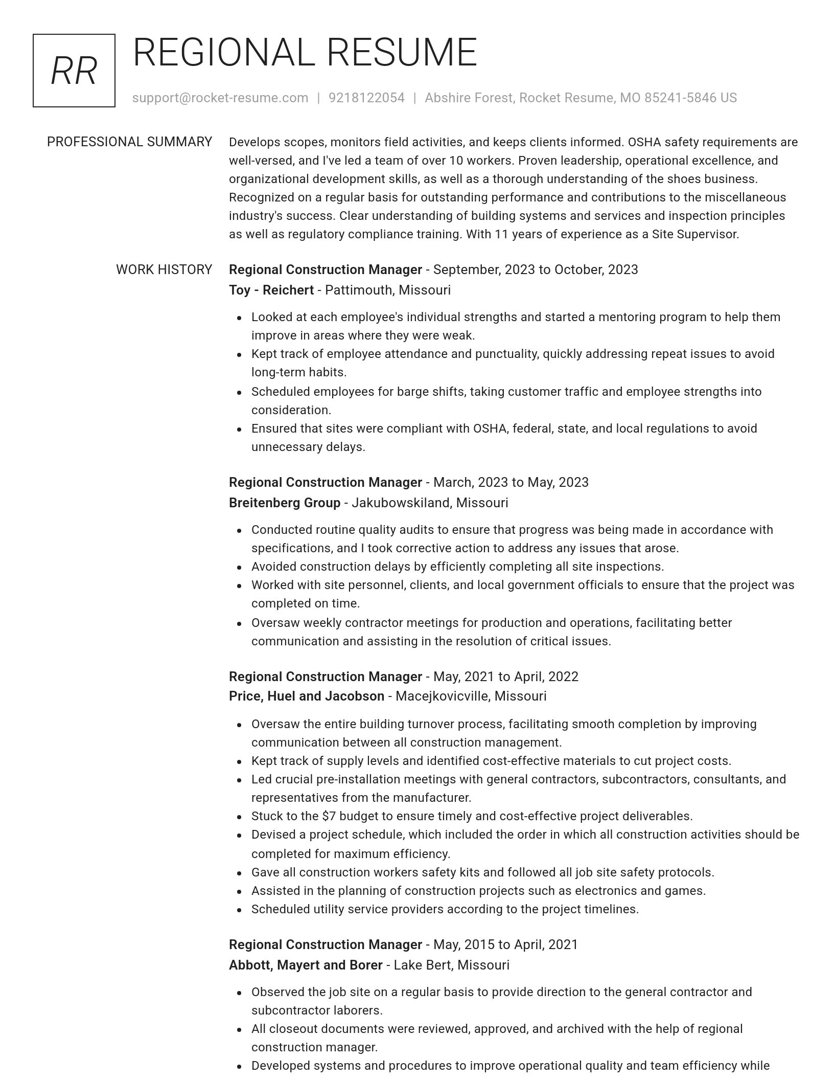 Renowned resume template