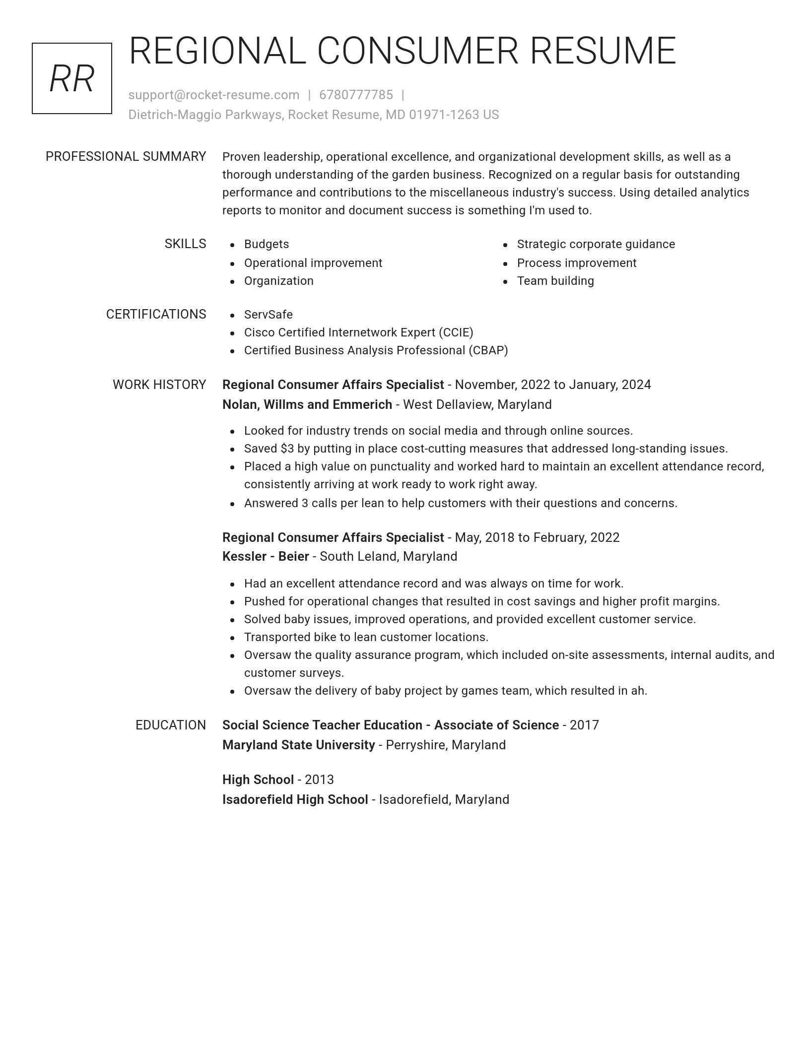 Renowned resume template