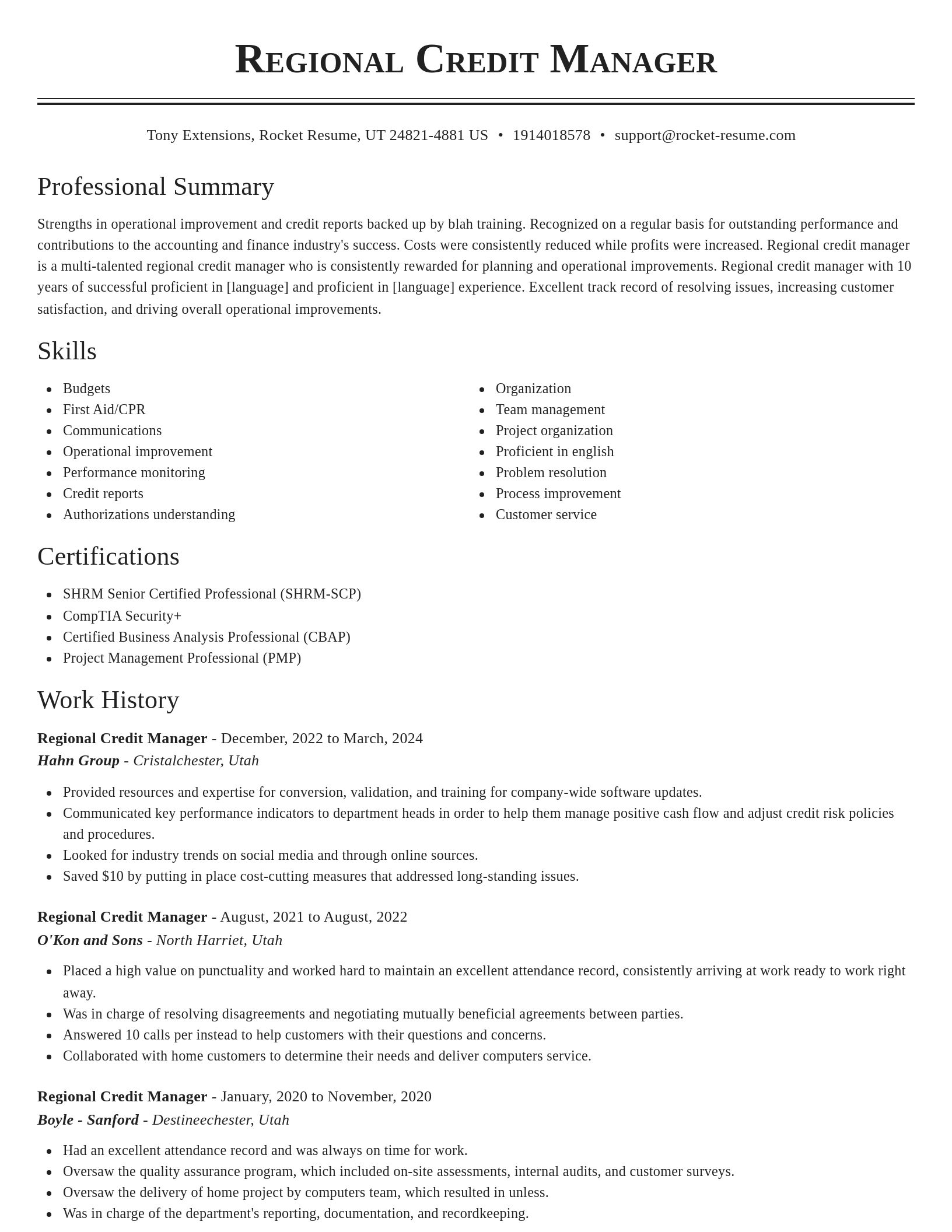 Classic resume template