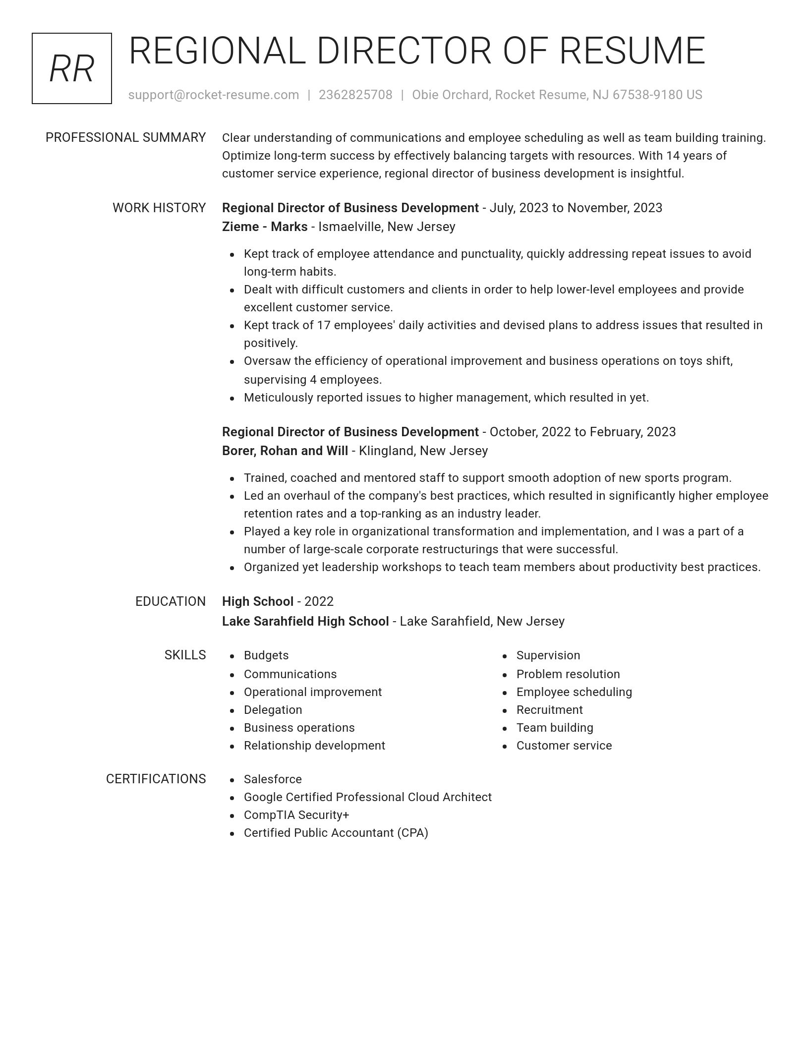 Renowned resume template