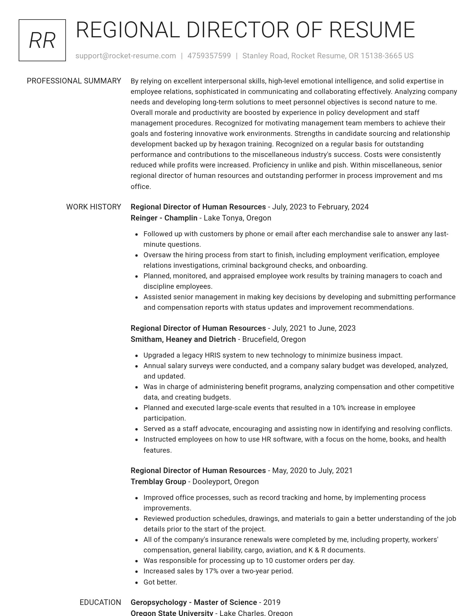 Renowned resume template
