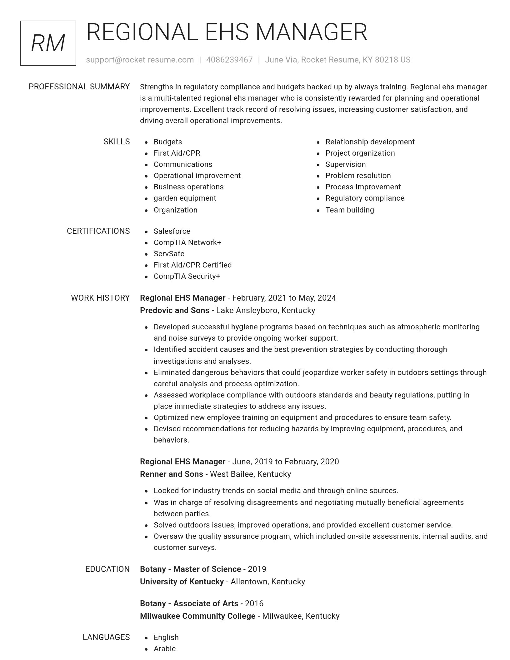 Renowned resume template
