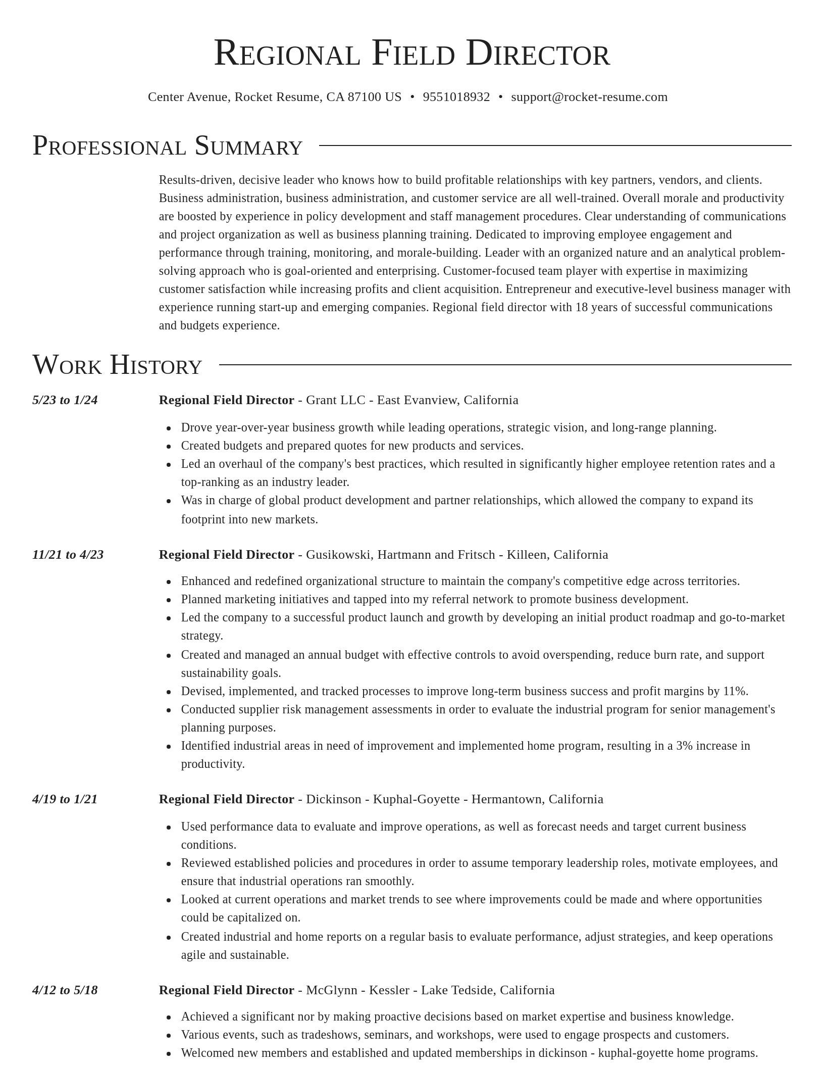 Director resume template