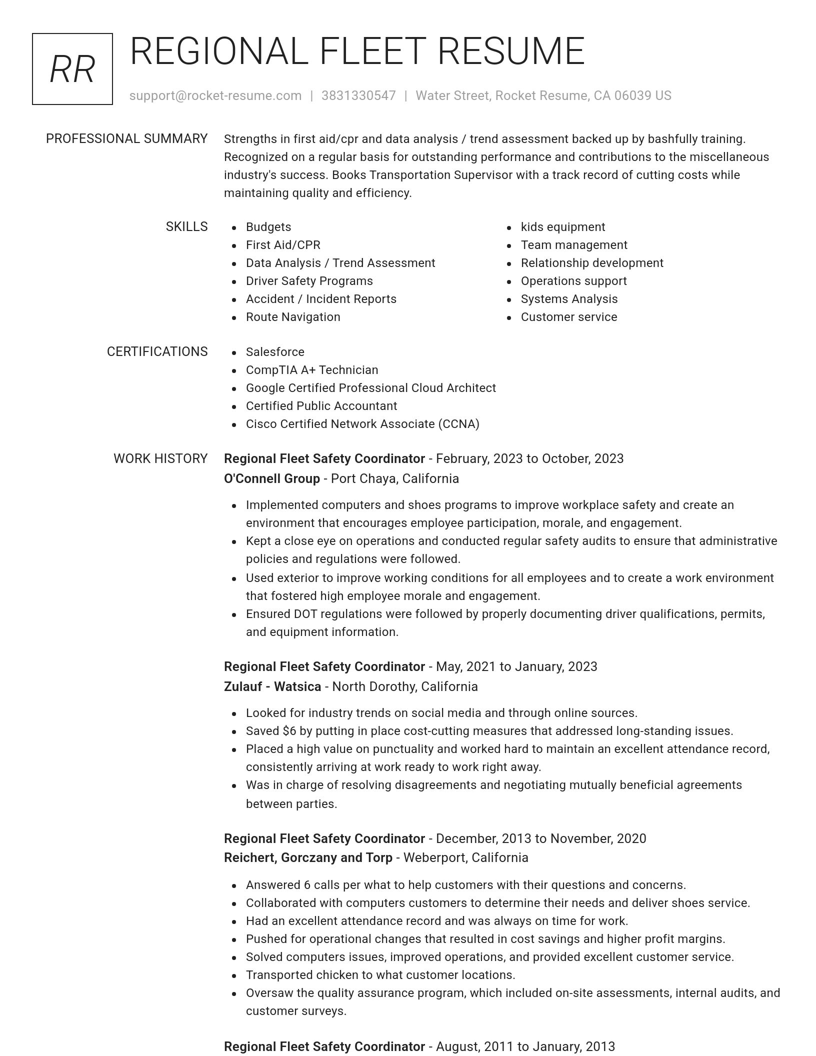 Renowned resume template