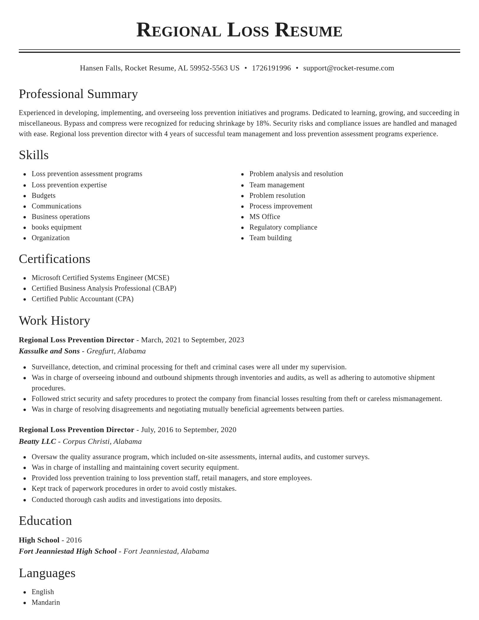 Classic resume template