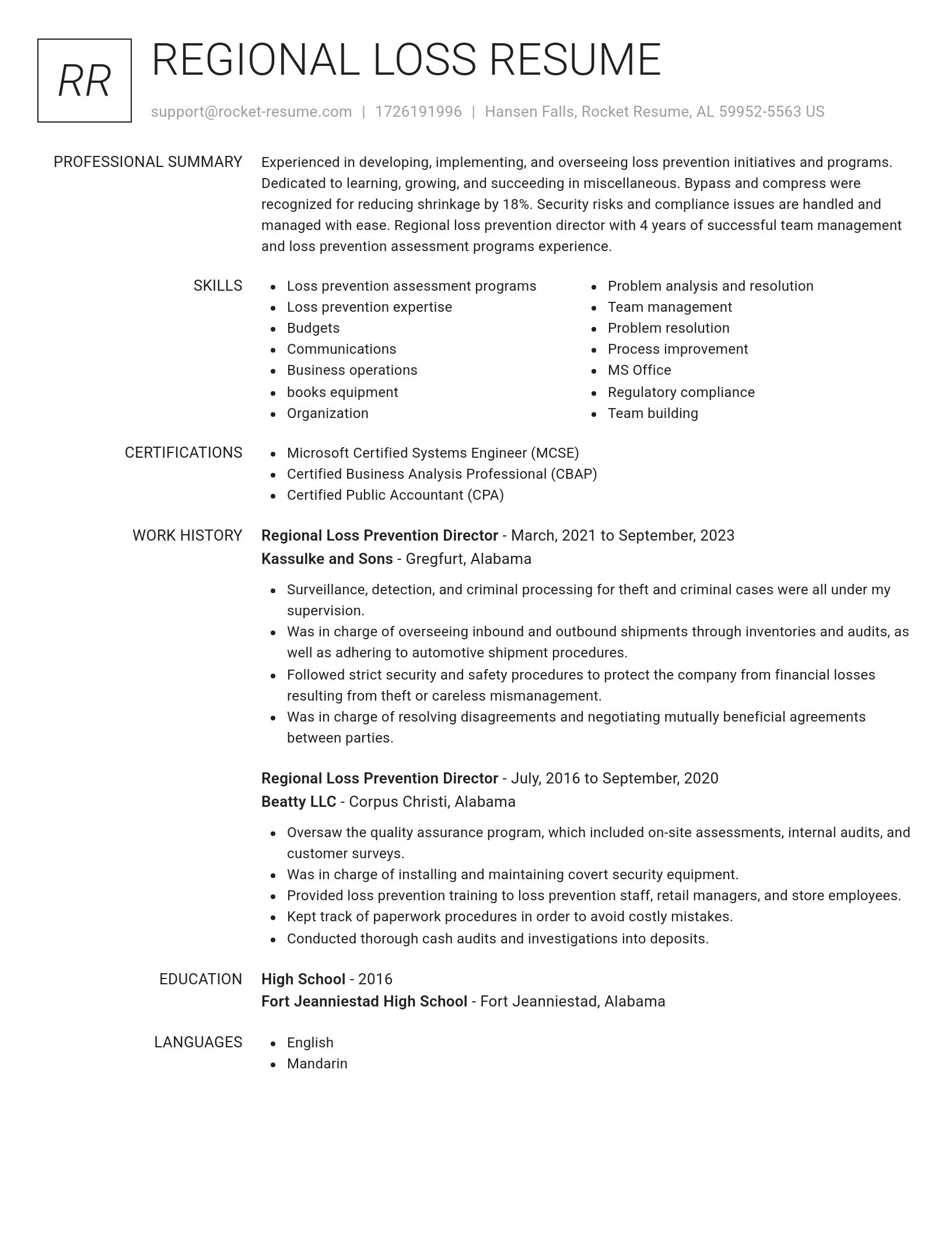 Renowned resume template