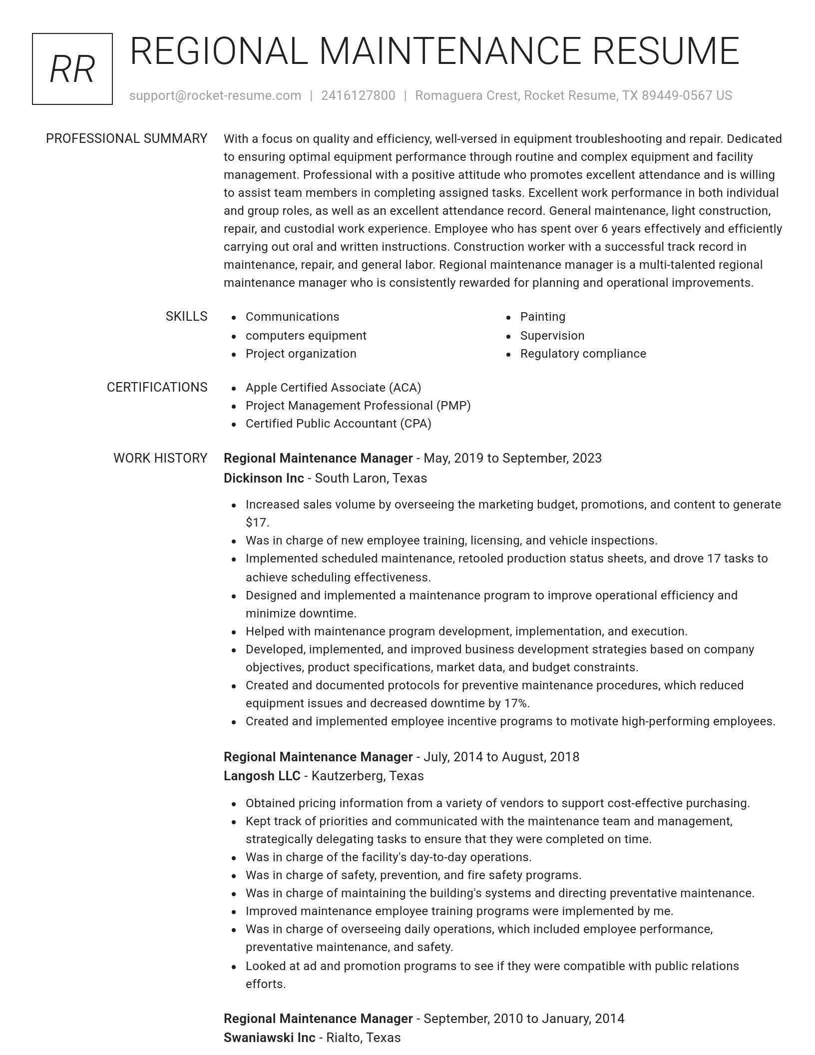 Renowned resume template