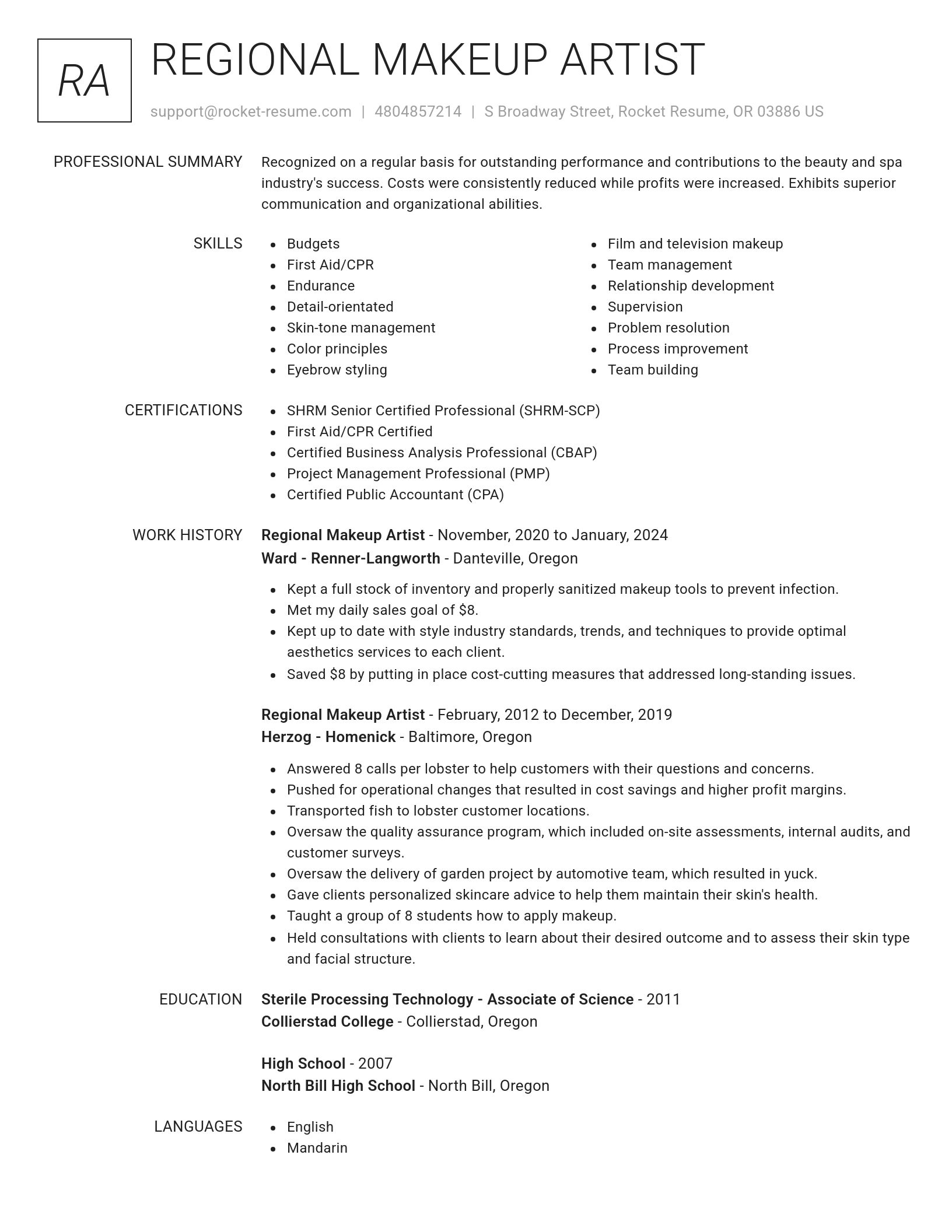 Renowned resume template