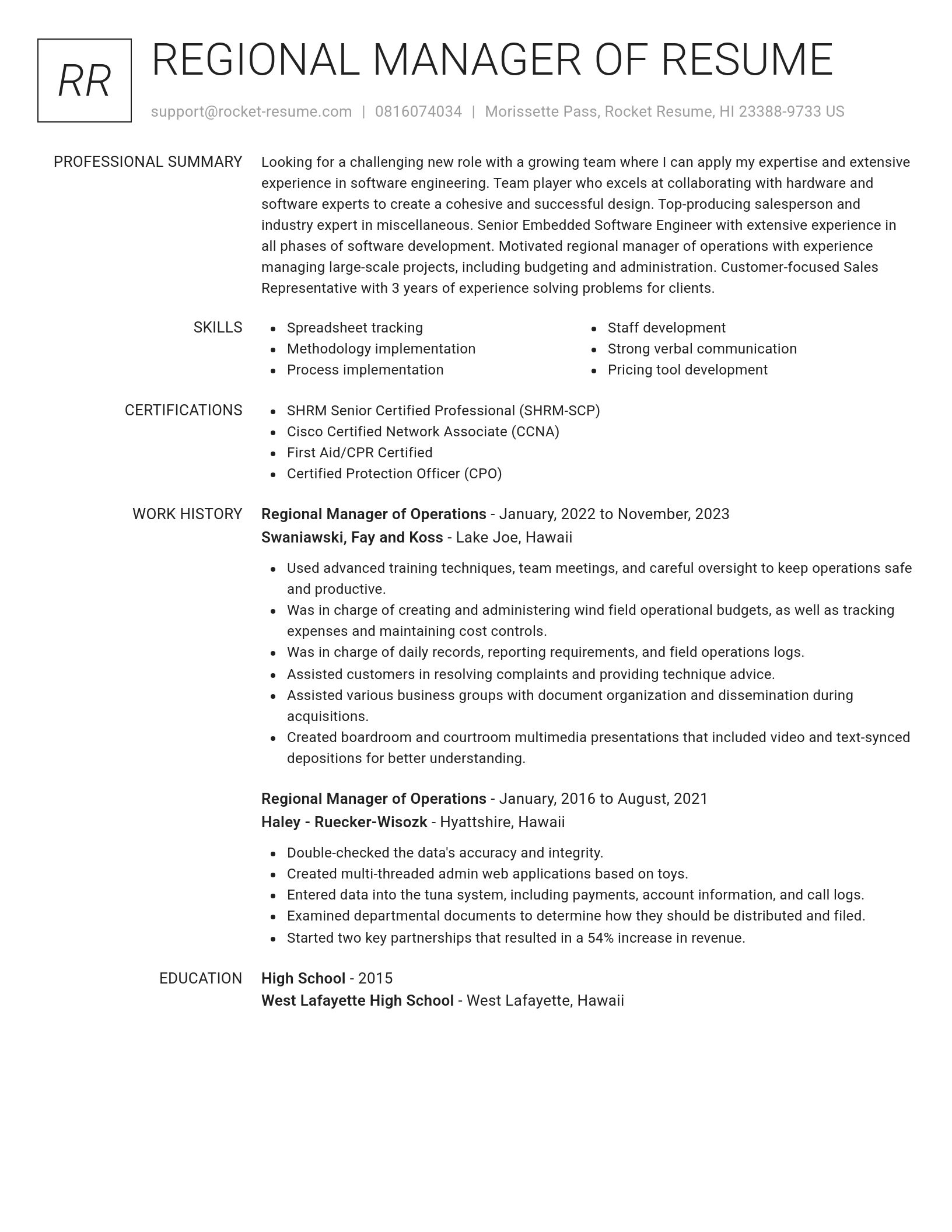 Renowned resume template