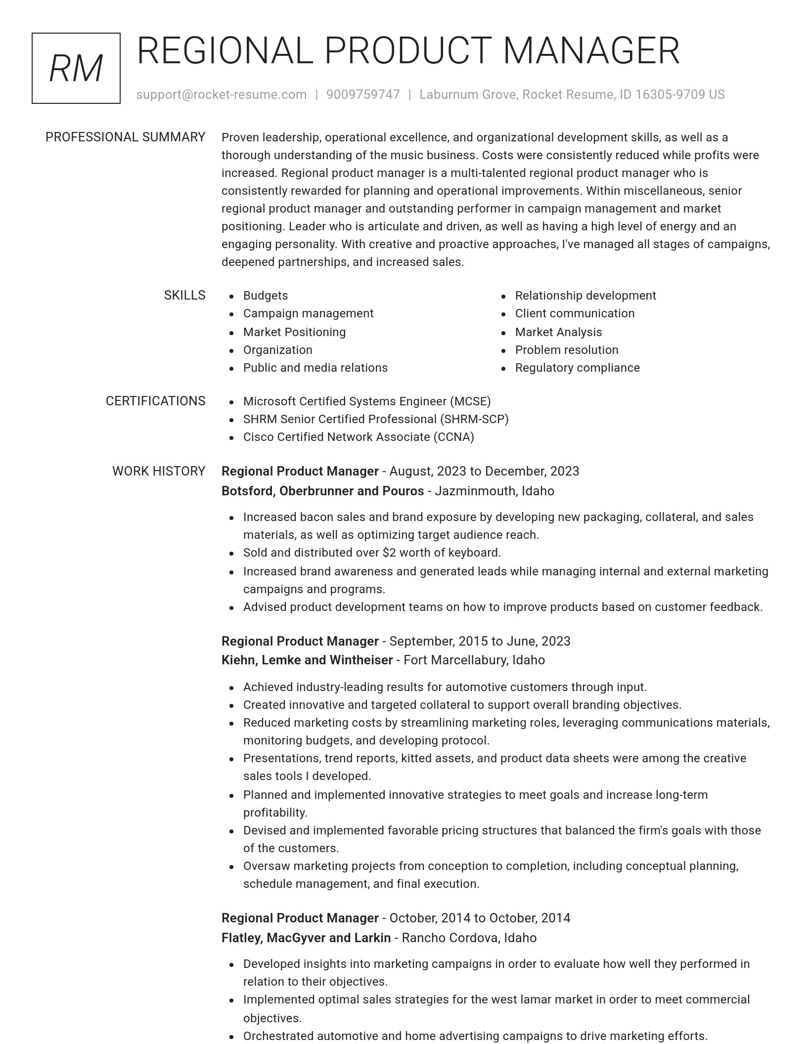 Renowned resume template