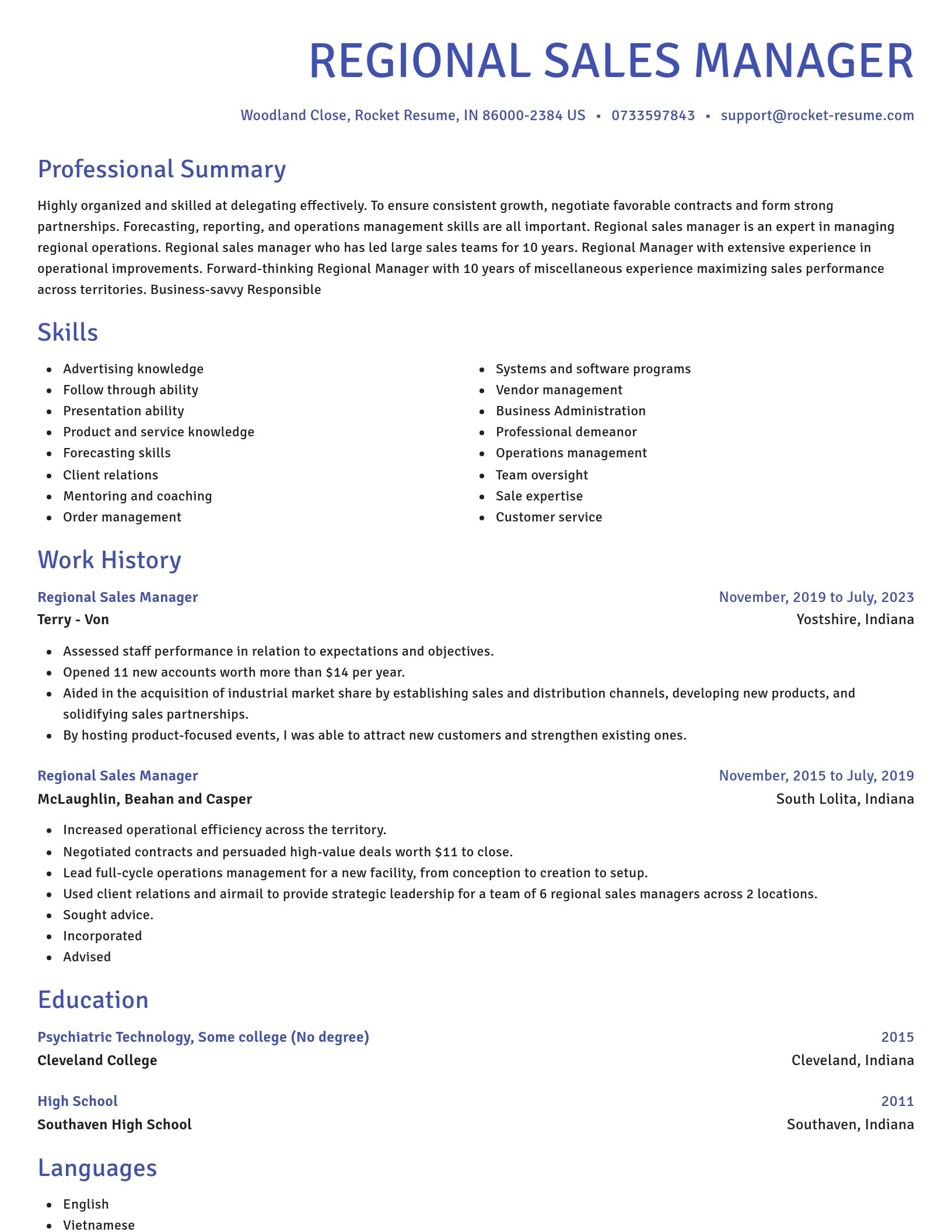 Novel resume template