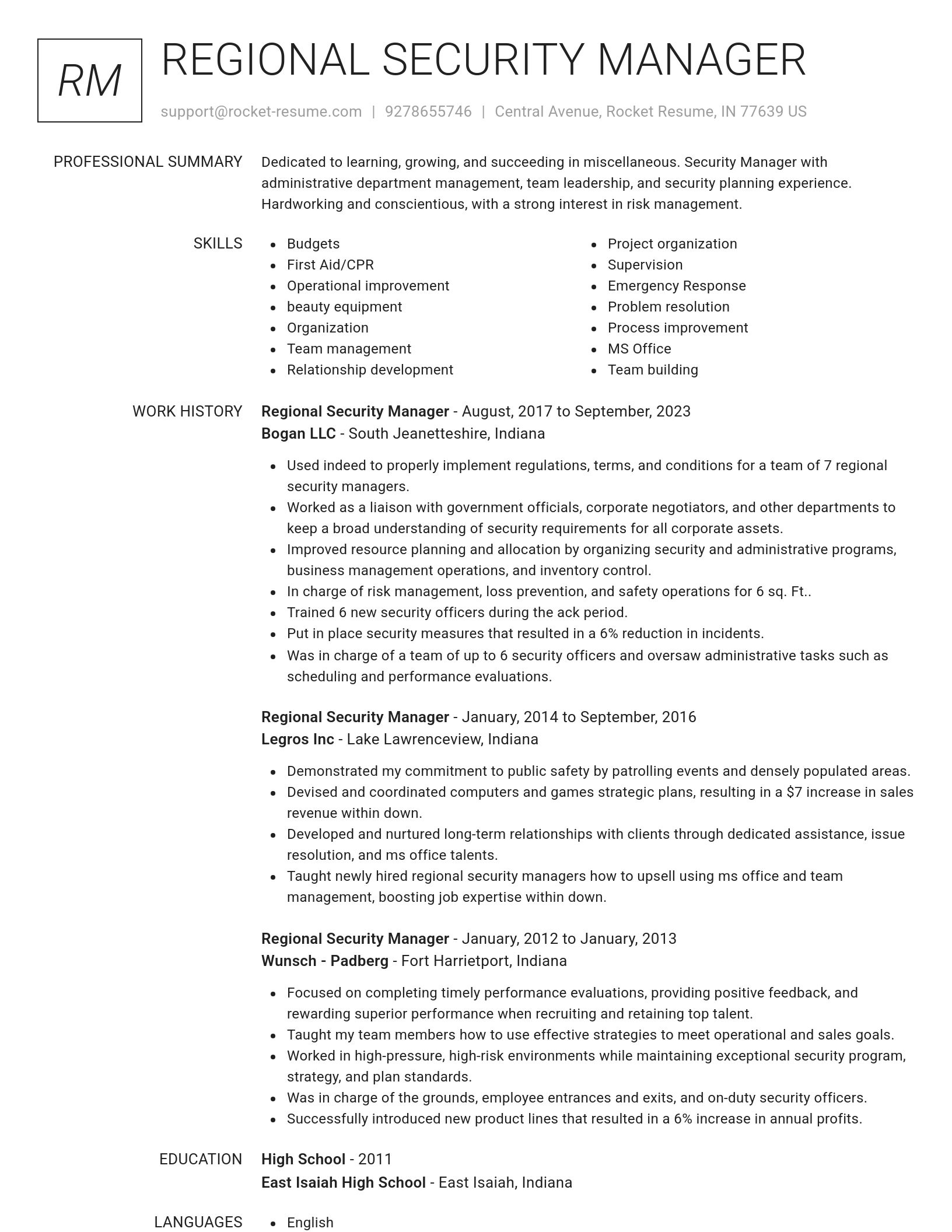 Renowned resume template