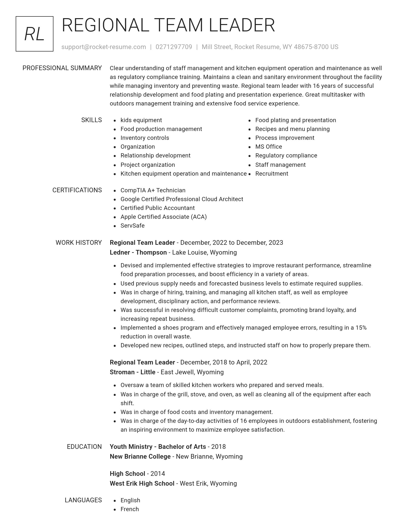 Renowned resume template