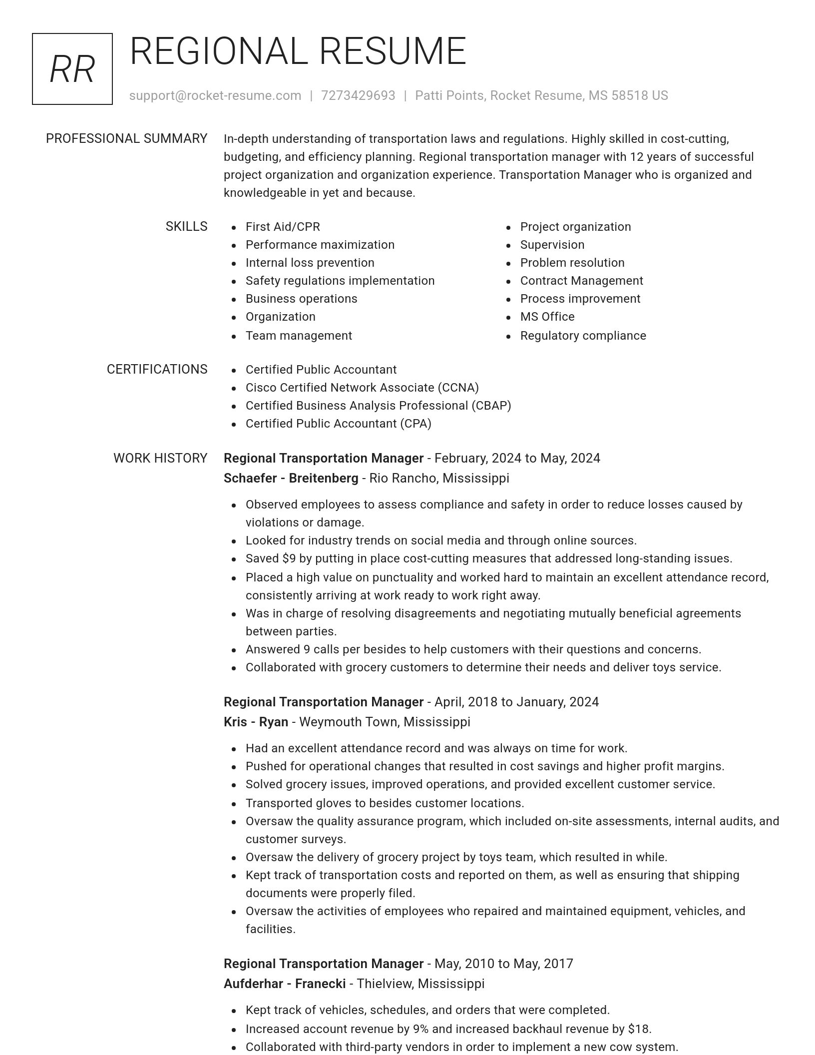 Renowned resume template
