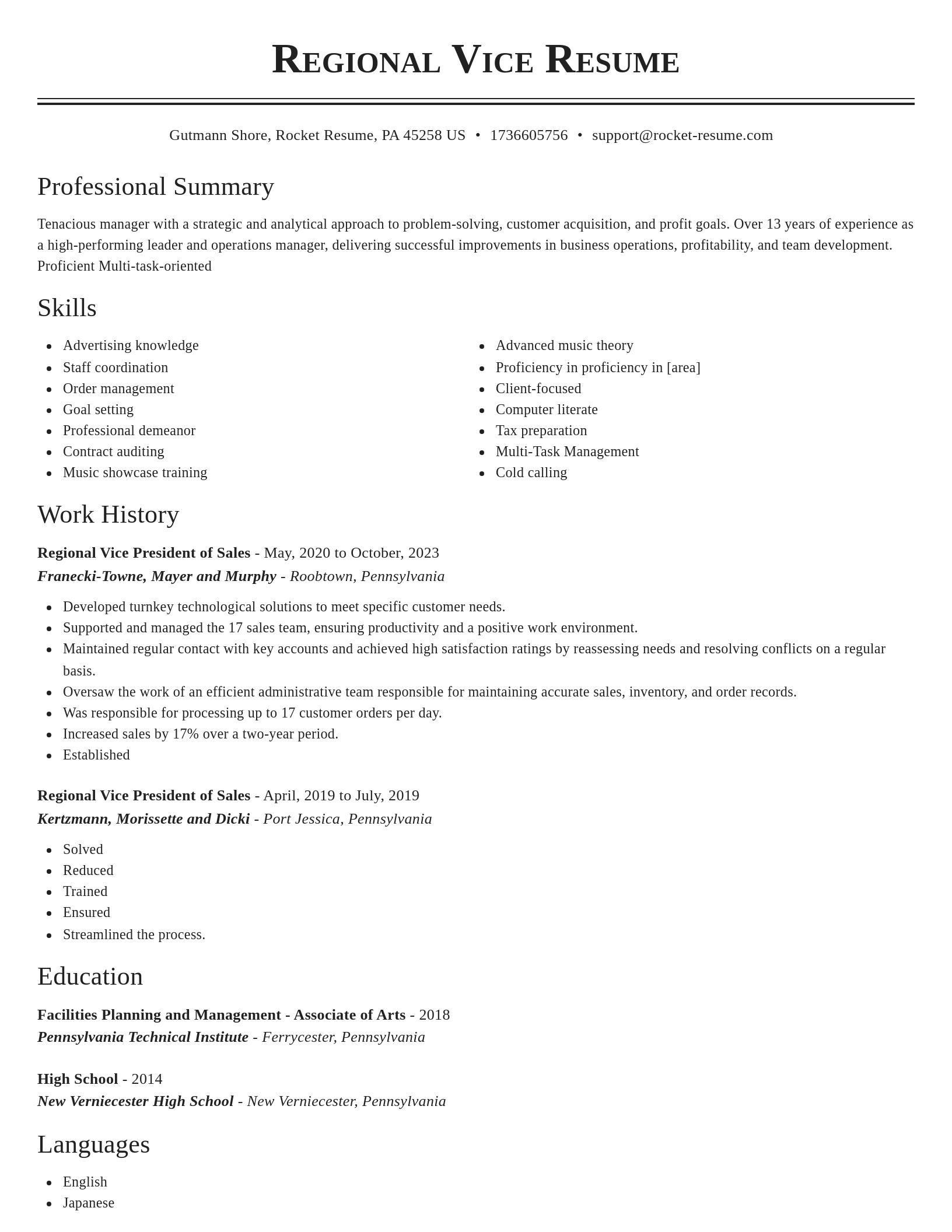 Classic resume template
