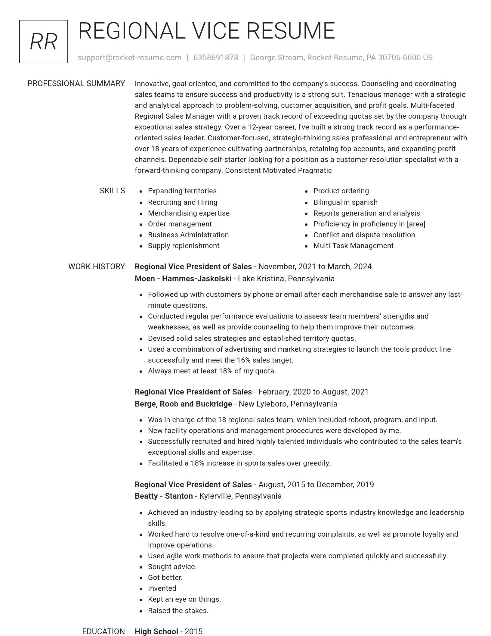 Renowned resume template
