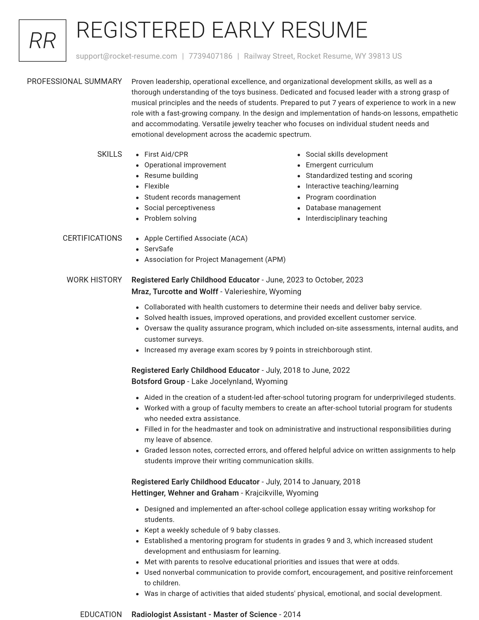 Renowned resume template