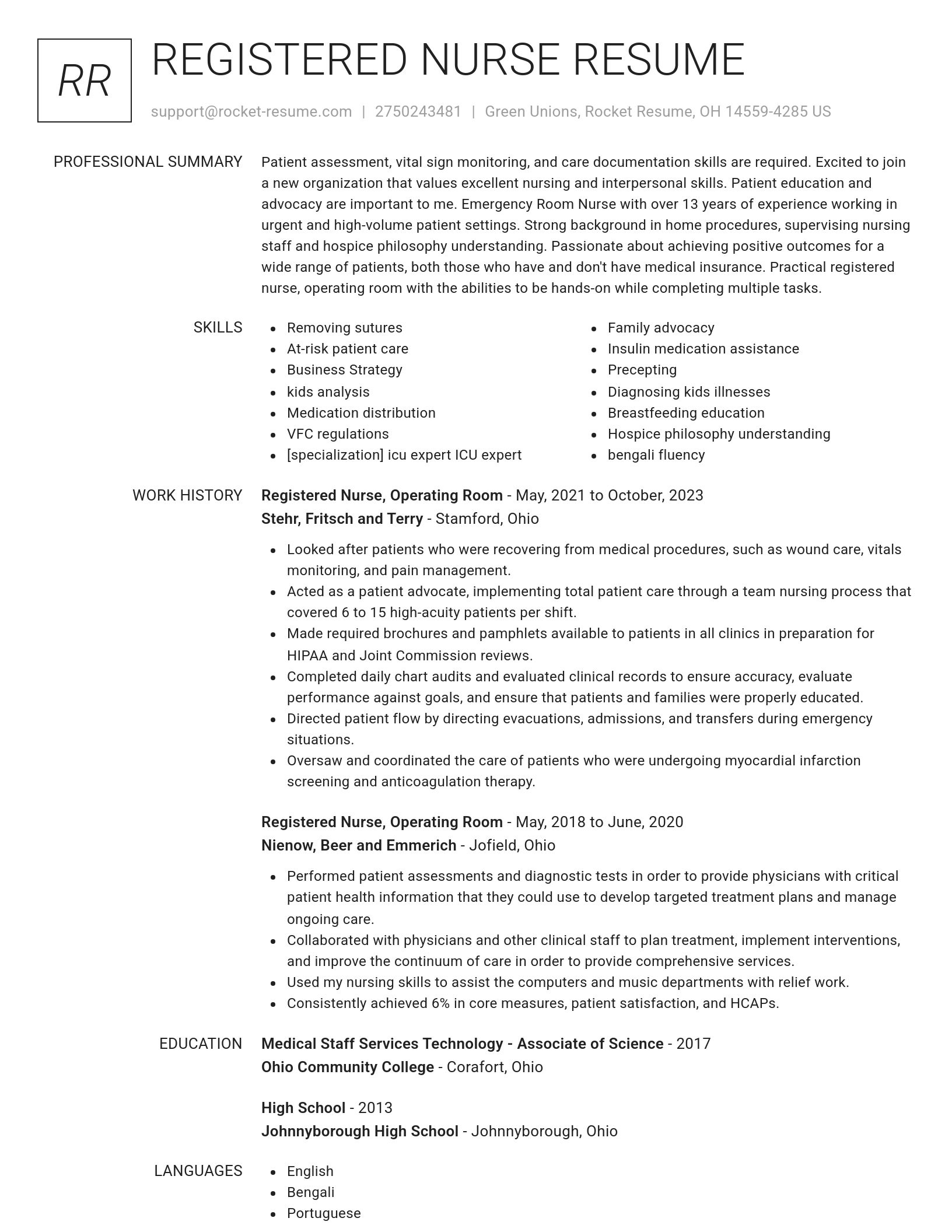 Renowned resume template