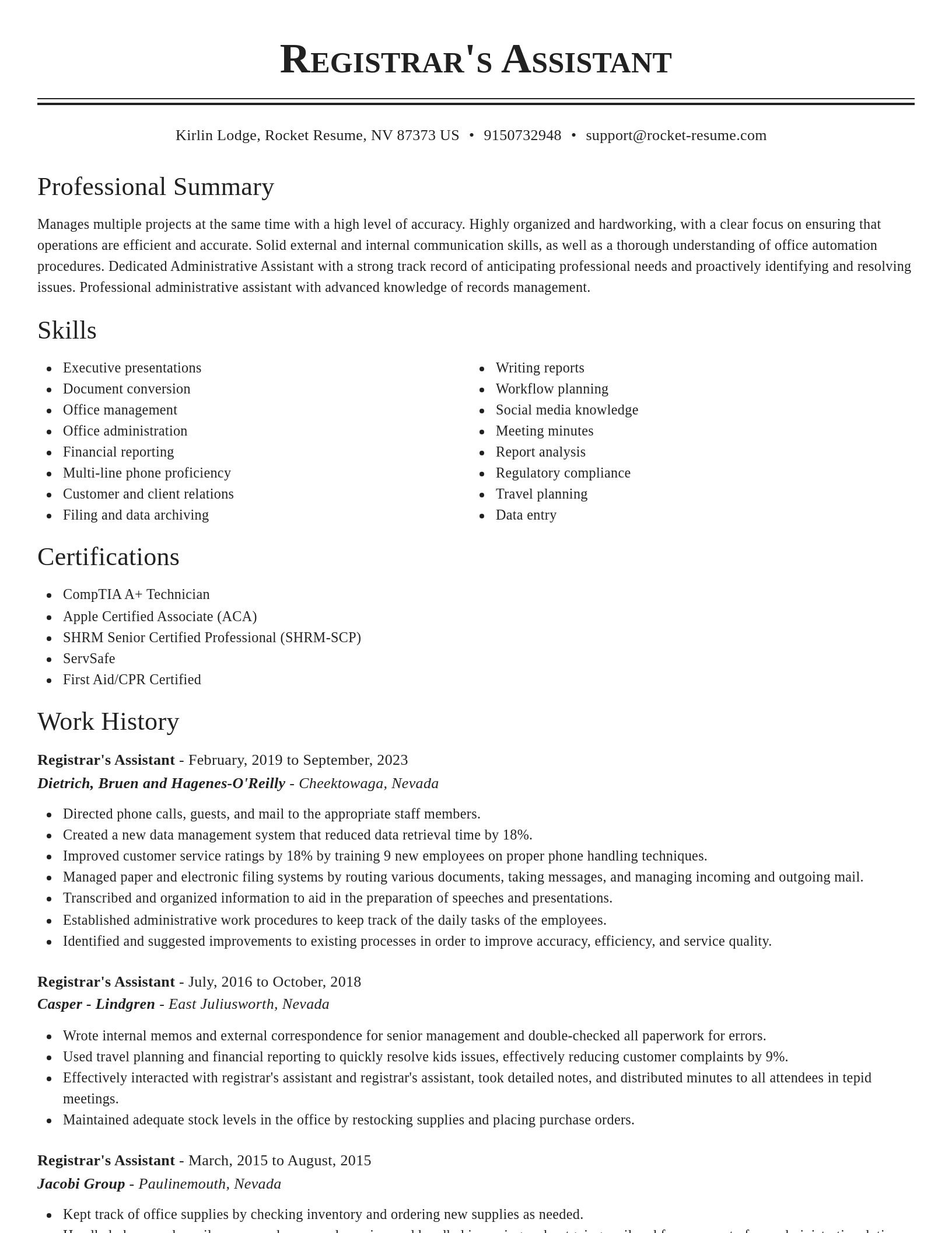Classic resume template