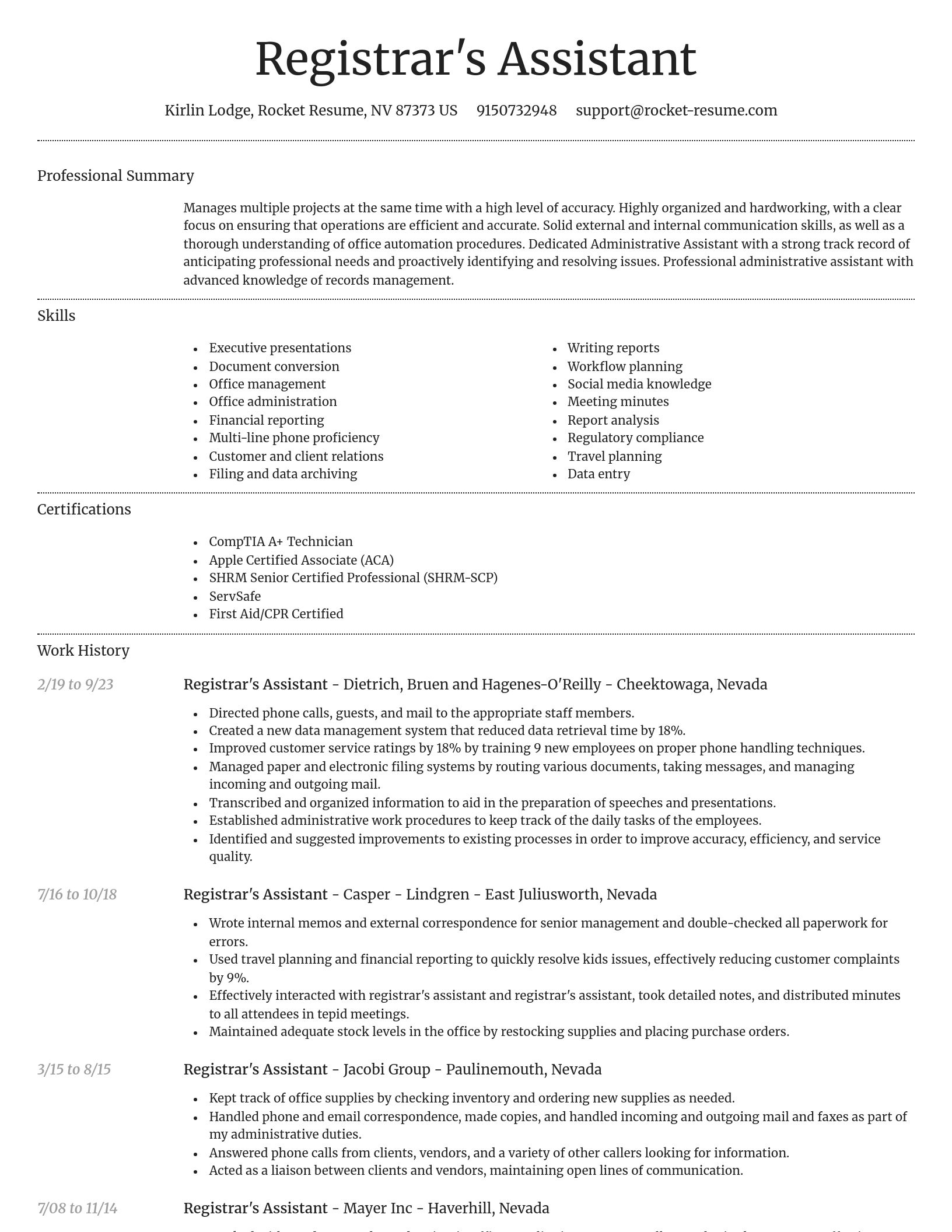 Dignified resume template