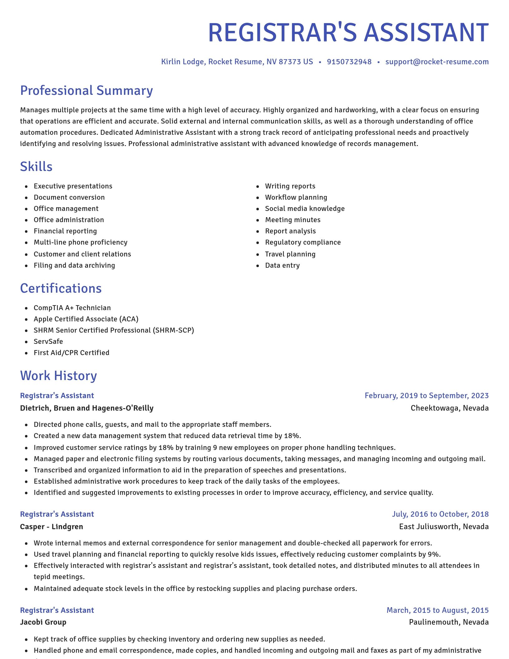 Novel resume template